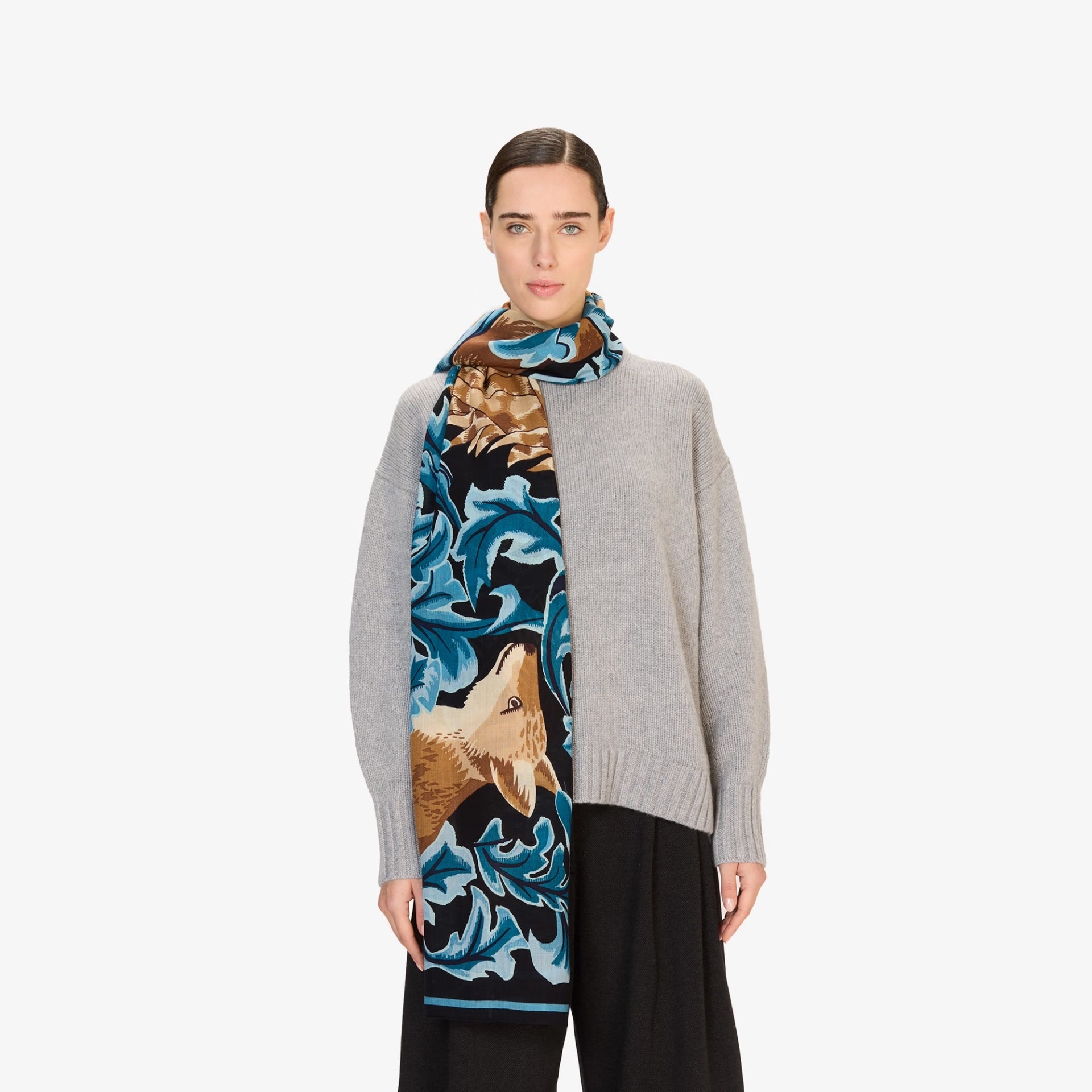 Scarf 100 Leonard blue wool