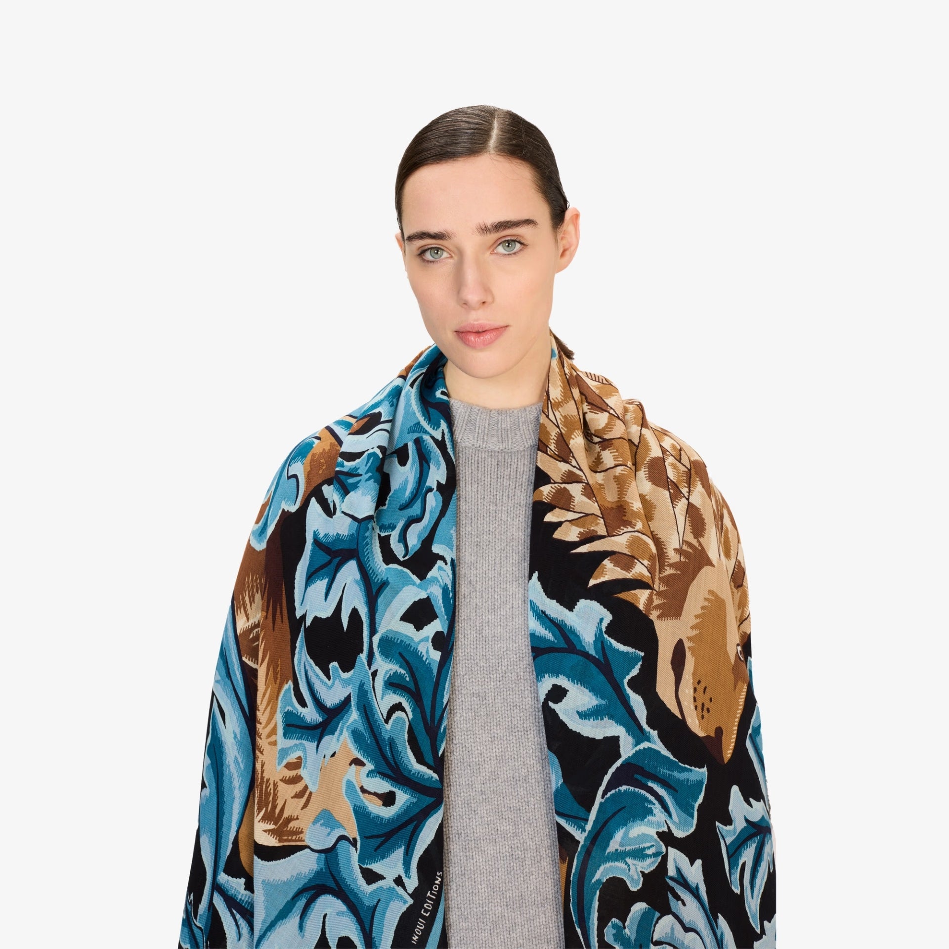 Scarf 100 Leonard blue wool