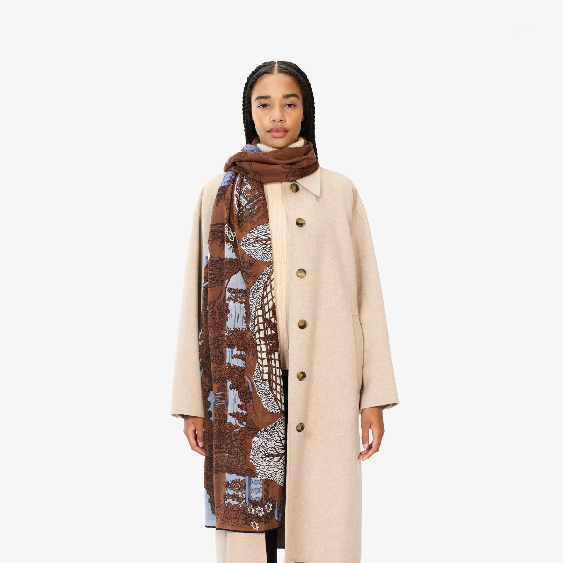 Scarf 100 Natural chocolate wool scarf