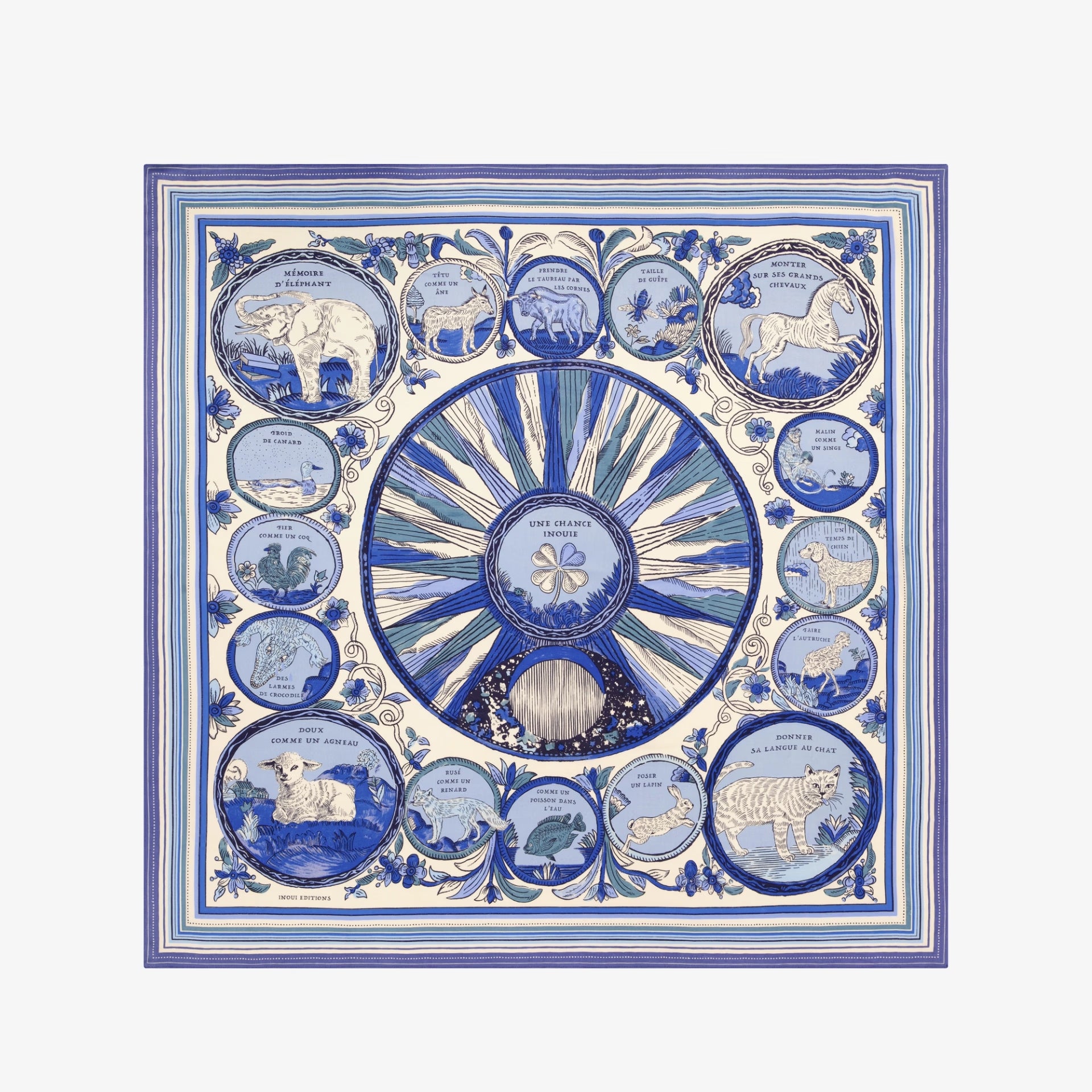 Square 130 Chance Inoui blue scarf