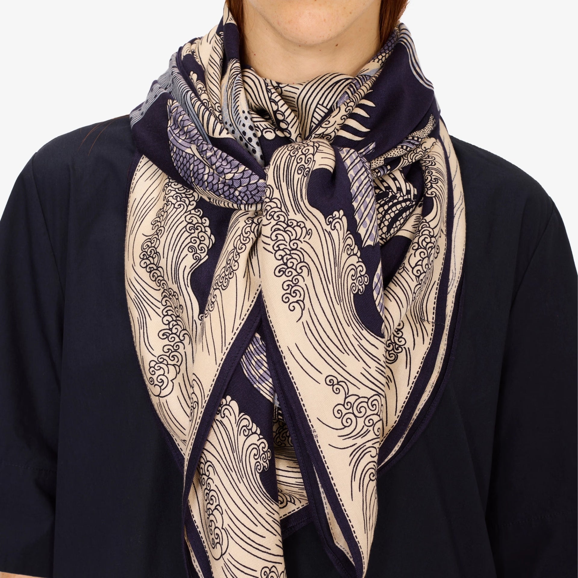 Scarf square 130 - poseidon blue