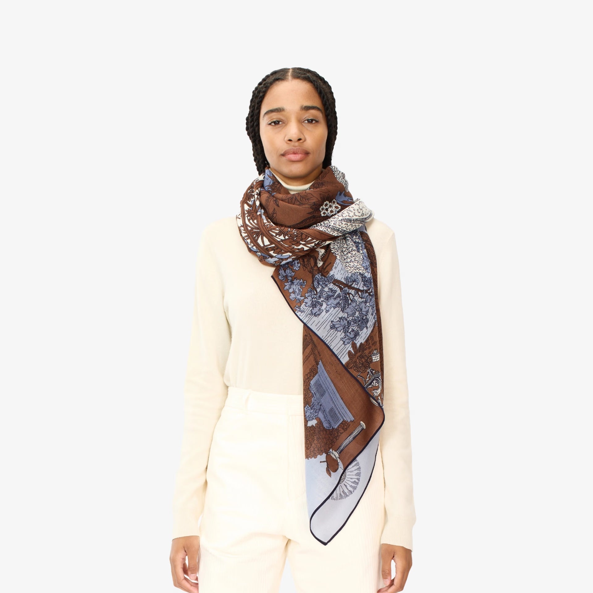 Scarf 100 Natural chocolate wool scarf