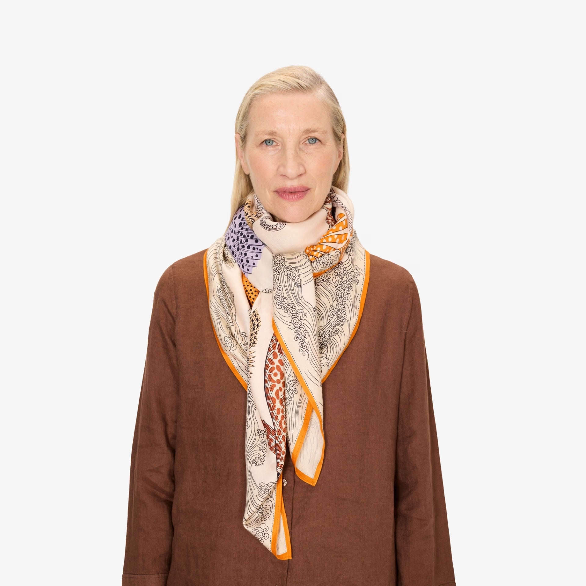 Scarf square 130 Poseidon pastel scarf