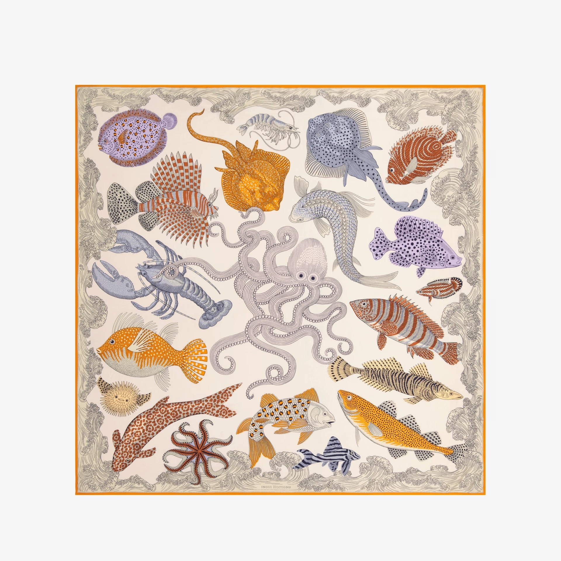 Scarf square 130 Poseidon pastel scarf