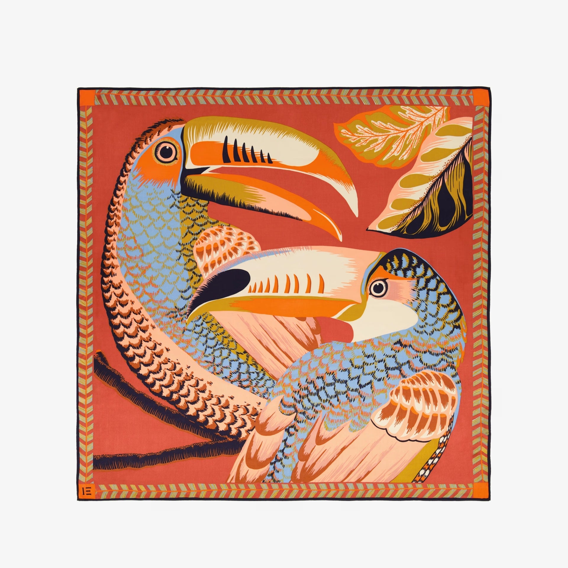 Scarf square 130 toucan orange scarf