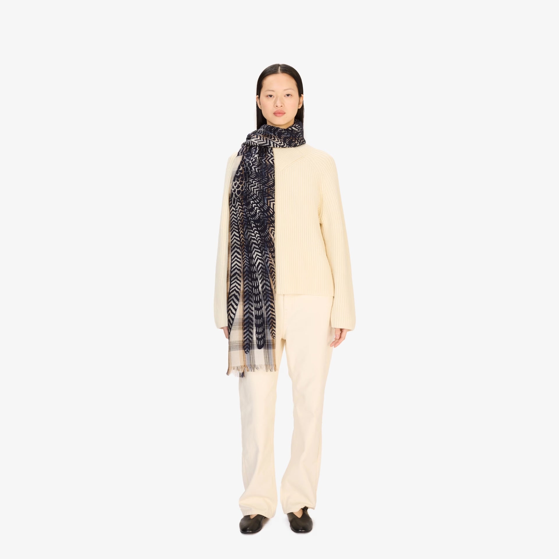 Scarf 70 3D effect beige scarf