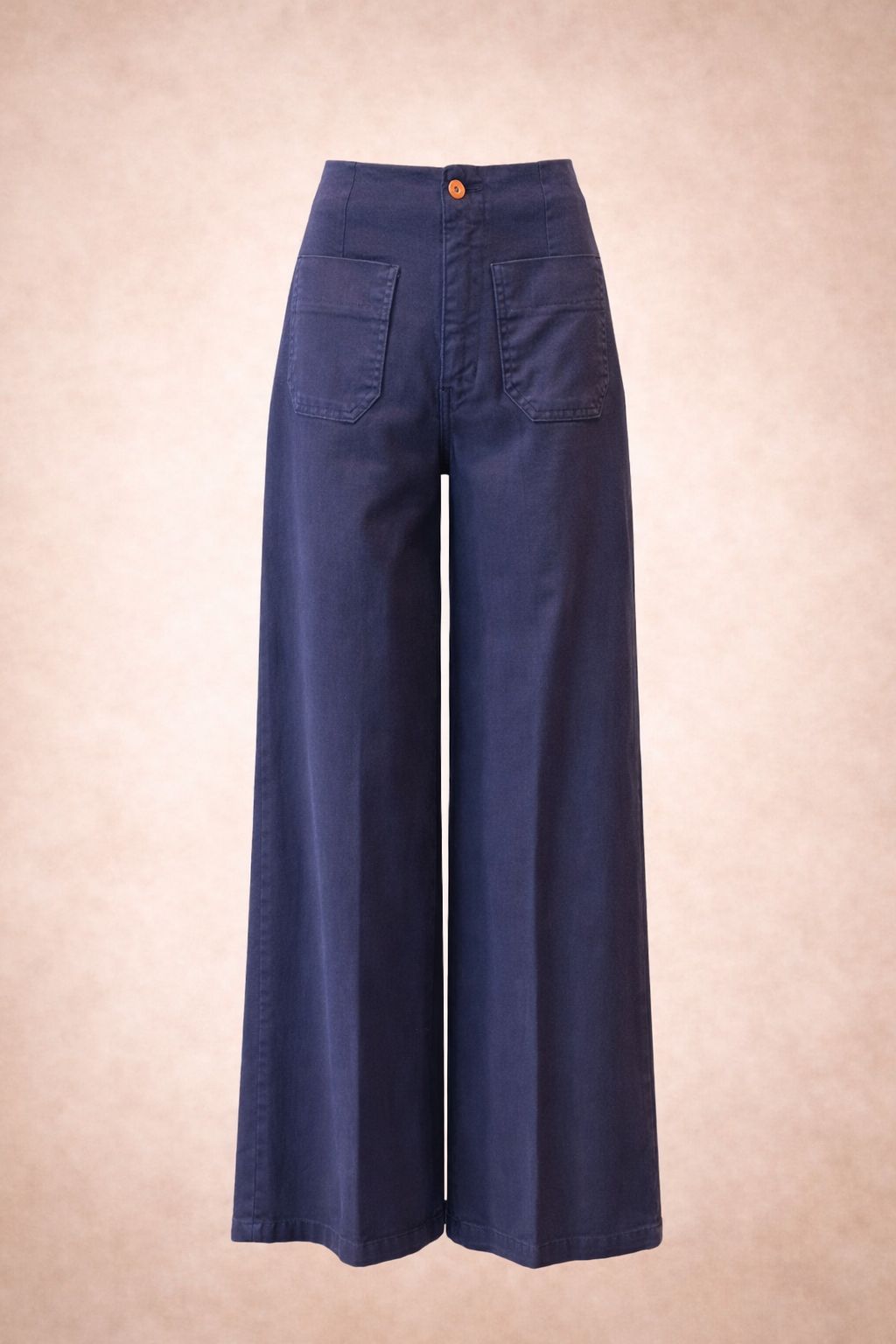 Navy Wide Leg Trousers - High Waisted Tailored Maxi Pants