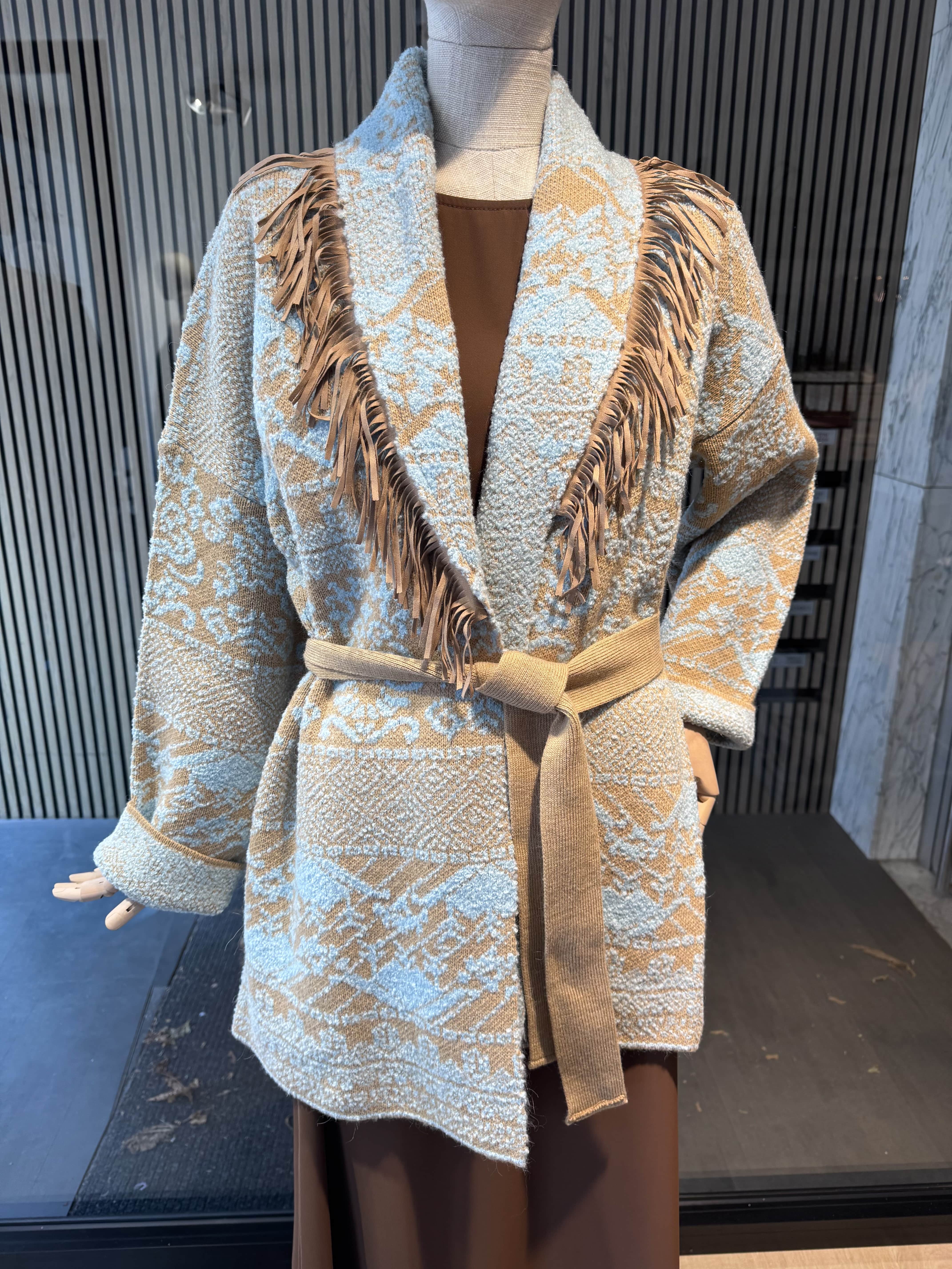 Relaxed fit cardigan with fringes