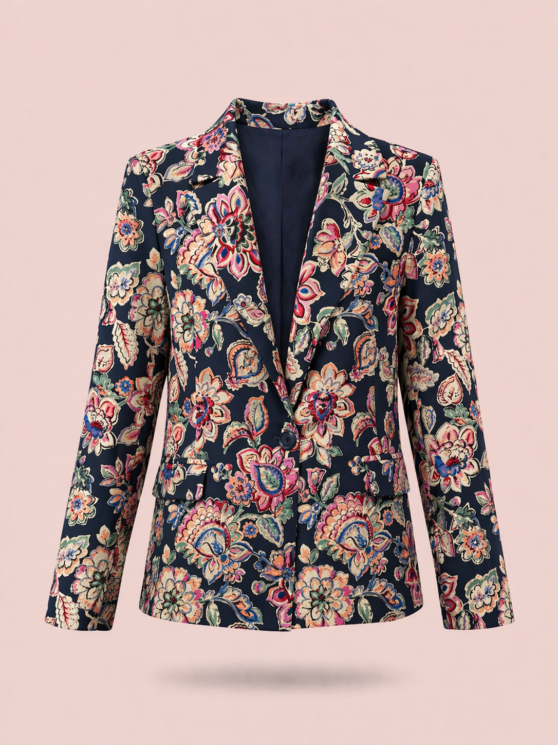 Navy Floral Tailored Blazer