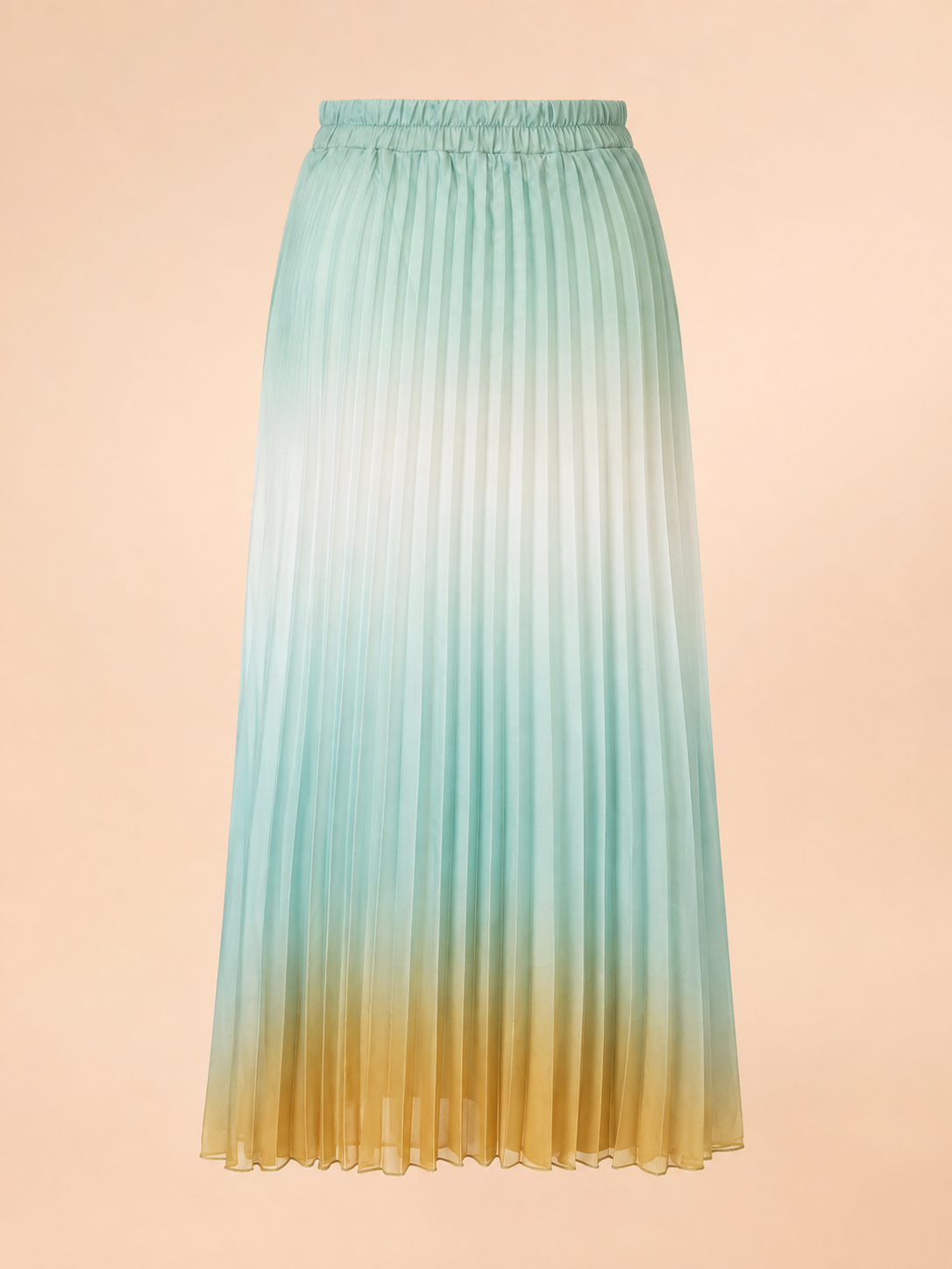 Women's Mint Green Ombre Pleated Maxi Skirt - Elegant Gradient Chiffon Skirt
