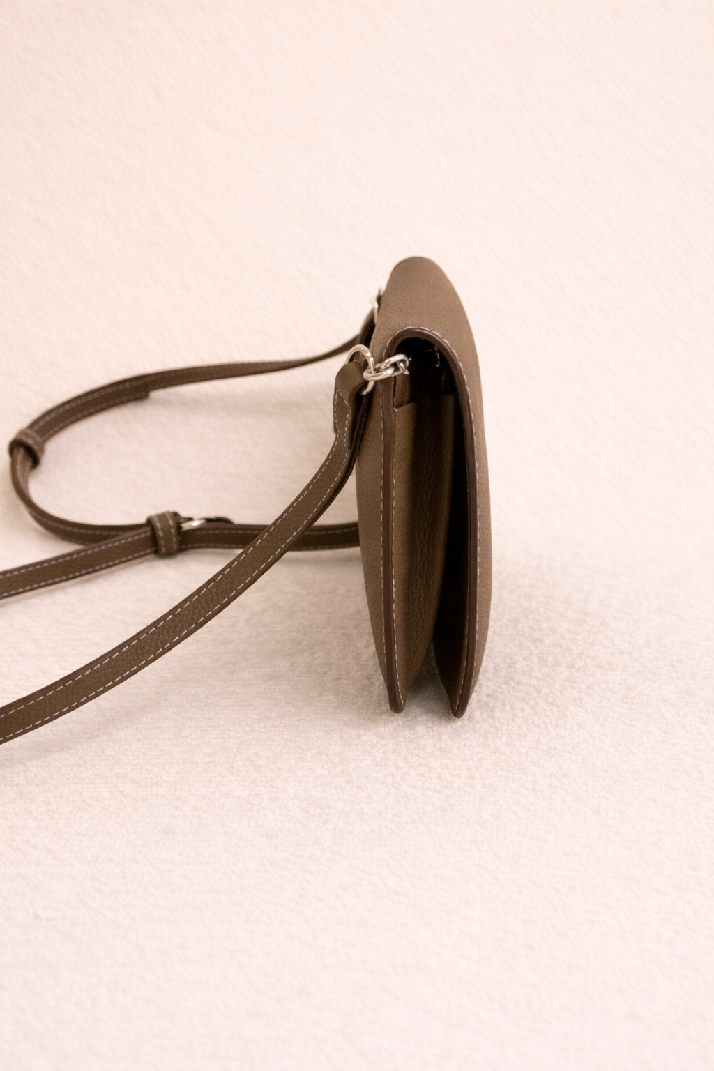 Luxe Dark Taupe Leather Modular Crossbody Bag - Detachable Wallet & Adjustable Strap