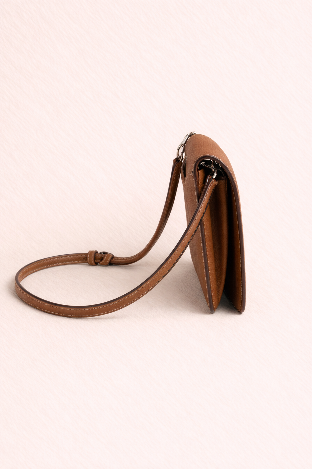 Luxe Cognac Leather Modular Crossbody Bag - Detachable Wallet & Adjustable Strap