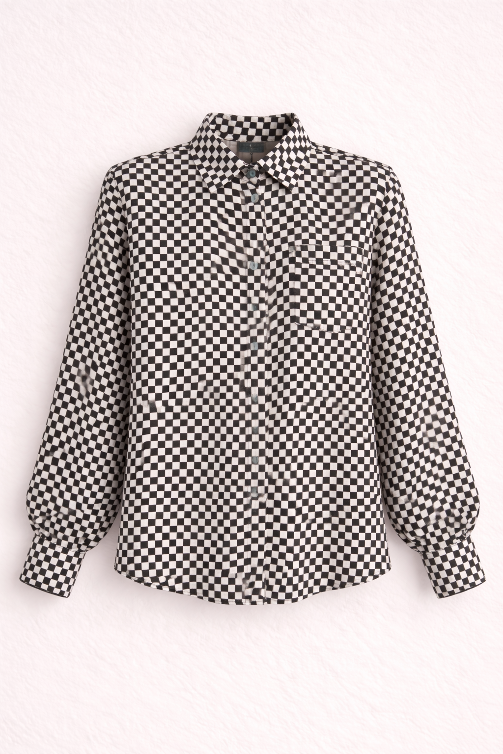 Black And Cream Checkered Relaxed Fit Shirt