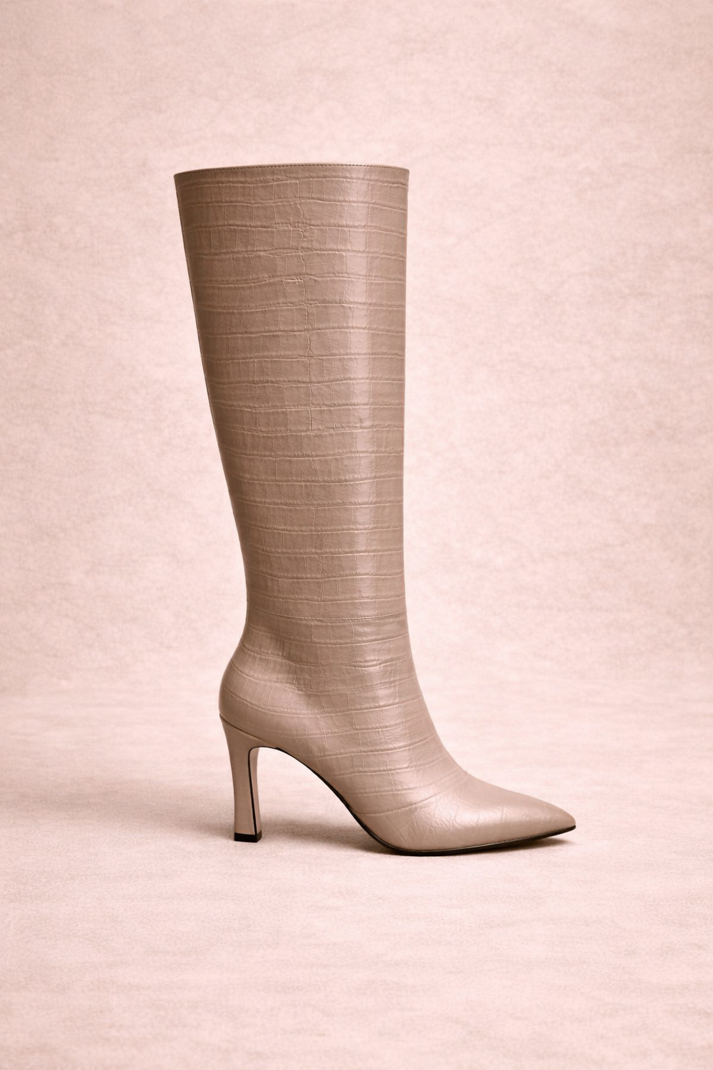 Grey croc knee-High Boots