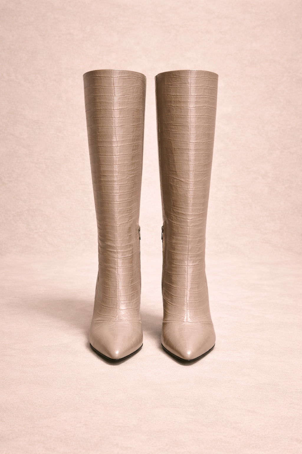 Grey croc knee-High Boots