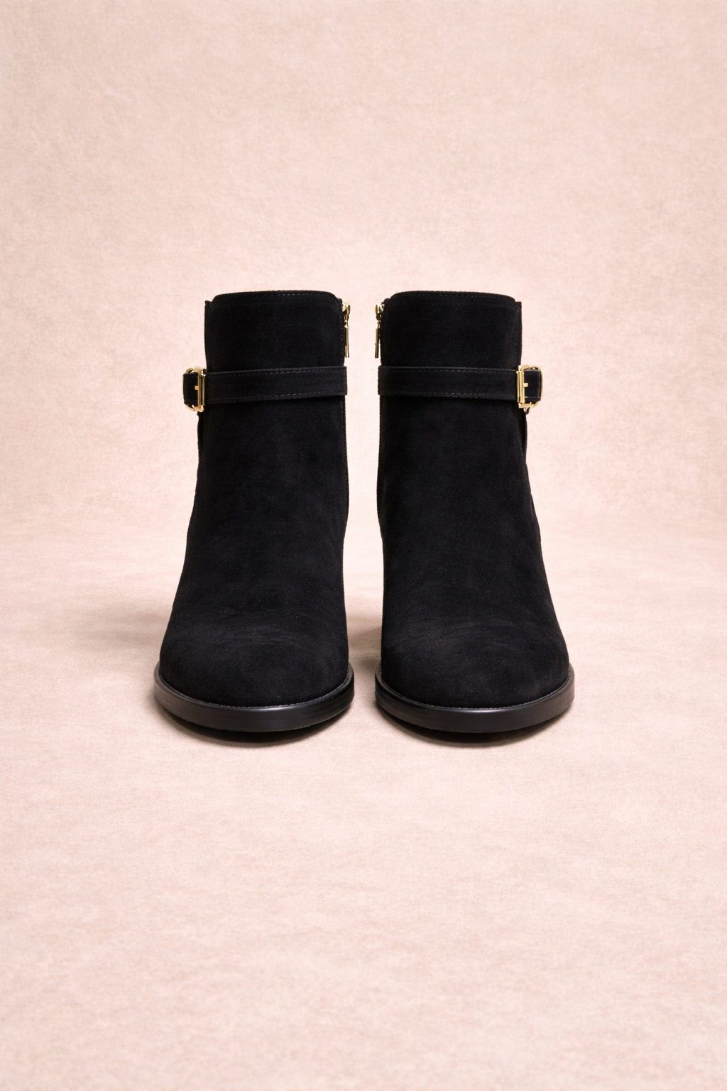 Black Suede Buckle Ankle Boots