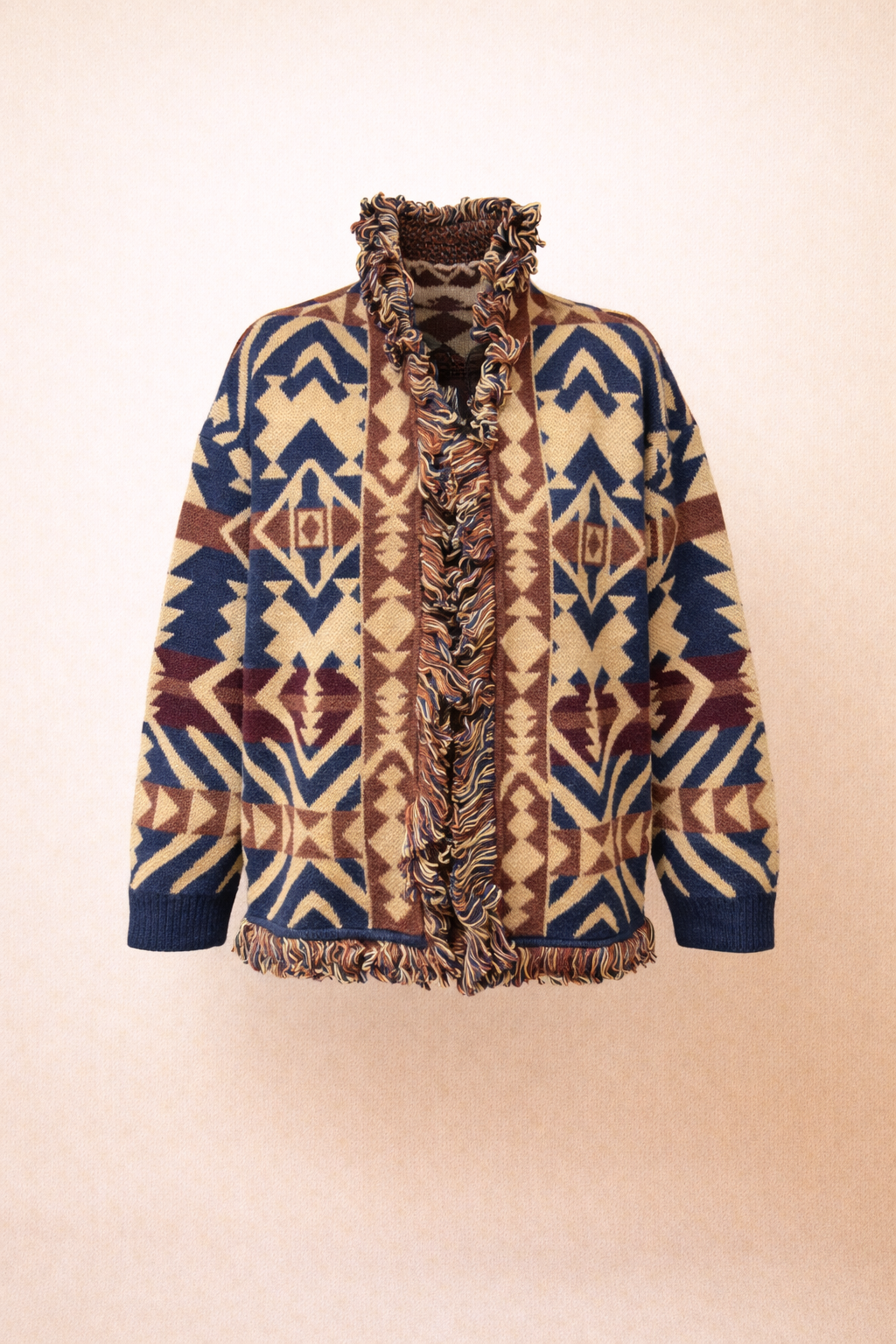 Tribal Knit Fringe Cardigan