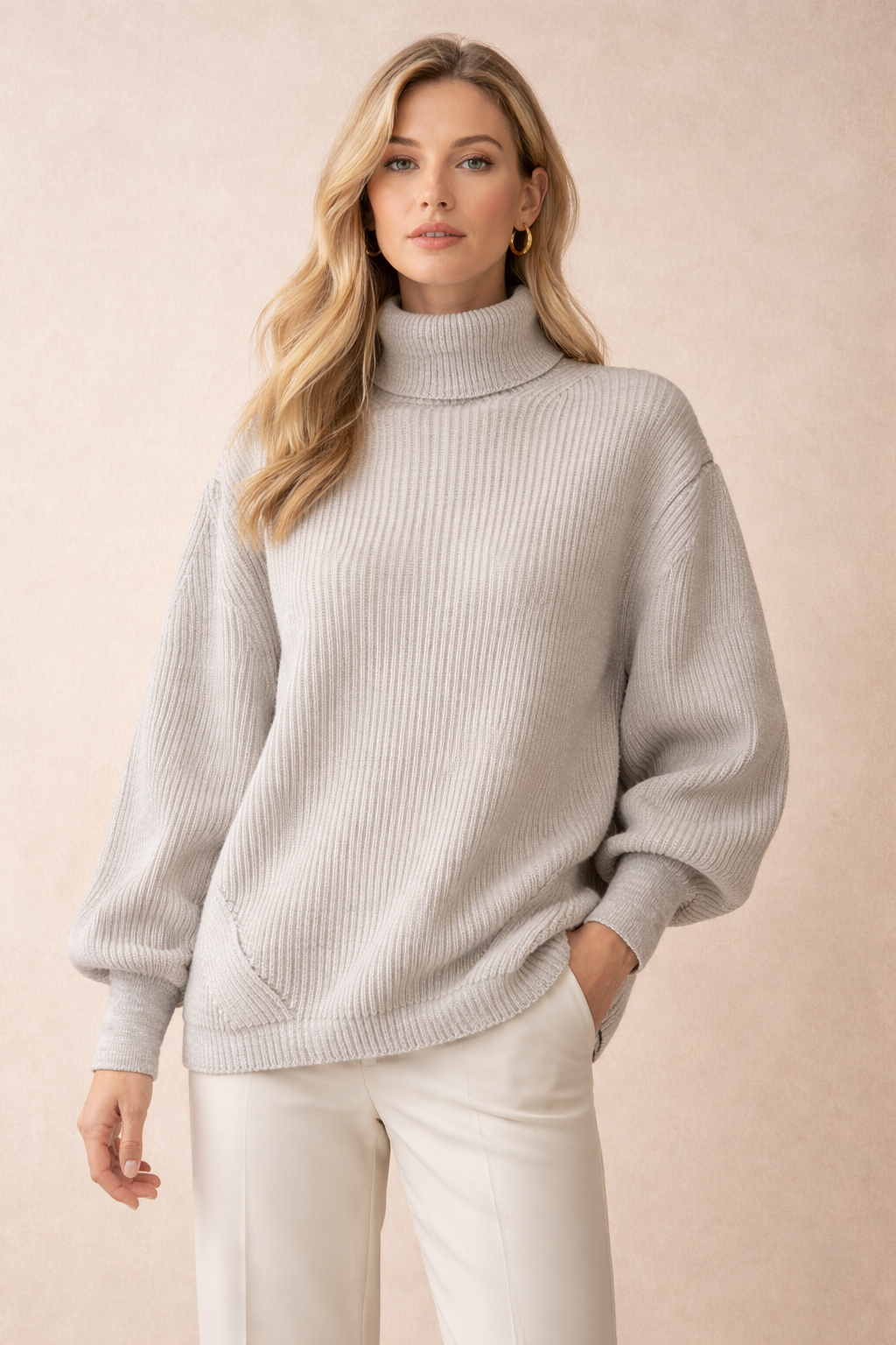 Pull crème coupe décontractée