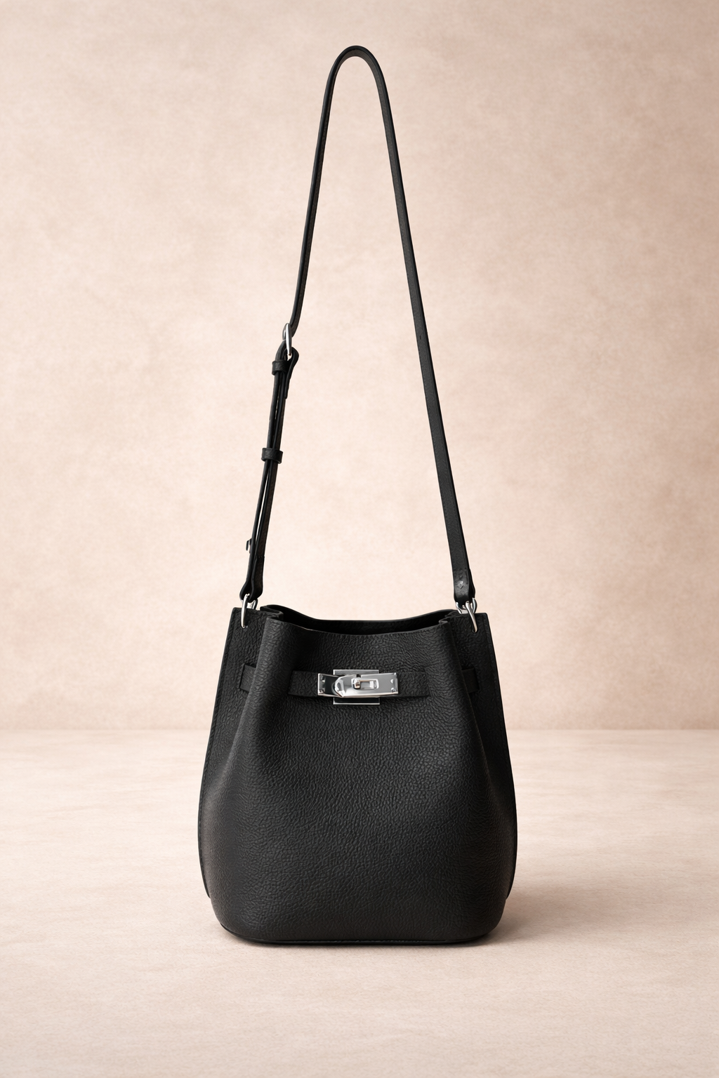 Luxury Black Pebbled Leather Bag - Elegant Crossbody Shoulder Bag