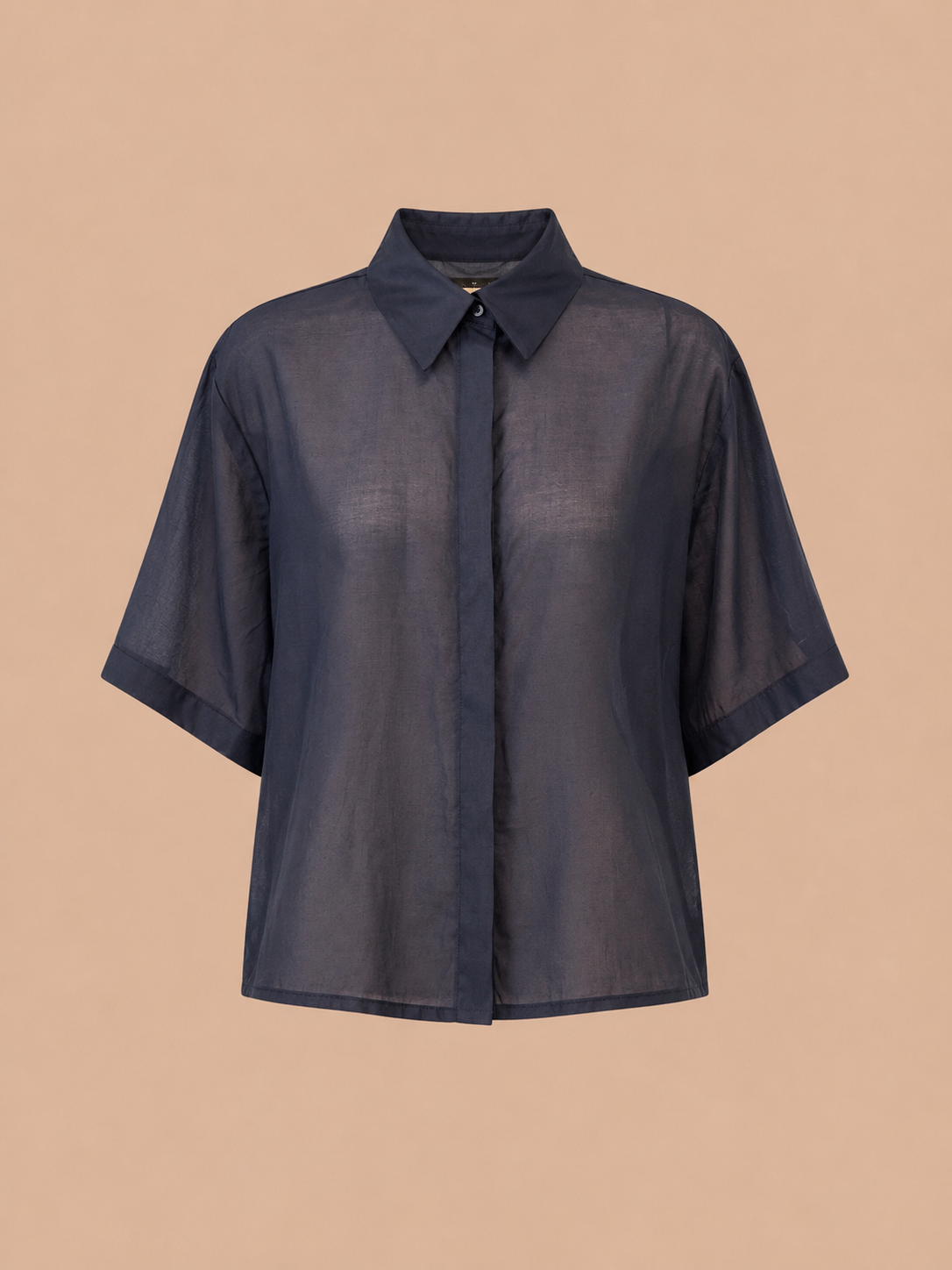 Navy Sheer Oversized Shirt - Lightweight Relaxed Fit Women's Blouse
