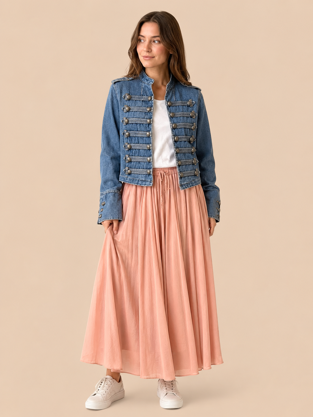 Blush Pink Maxi Skirt - Flowy Long Skirt