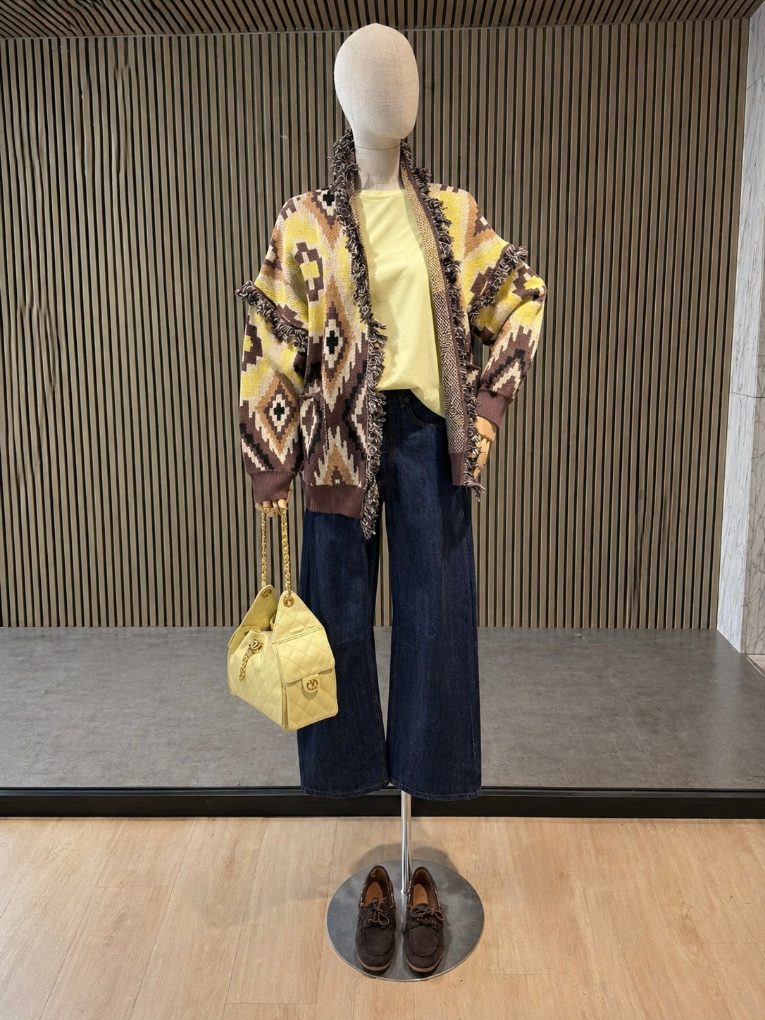 Boho Aztec Knit Cardigan With Pockets - Oversized Fringe Sweater Jacket