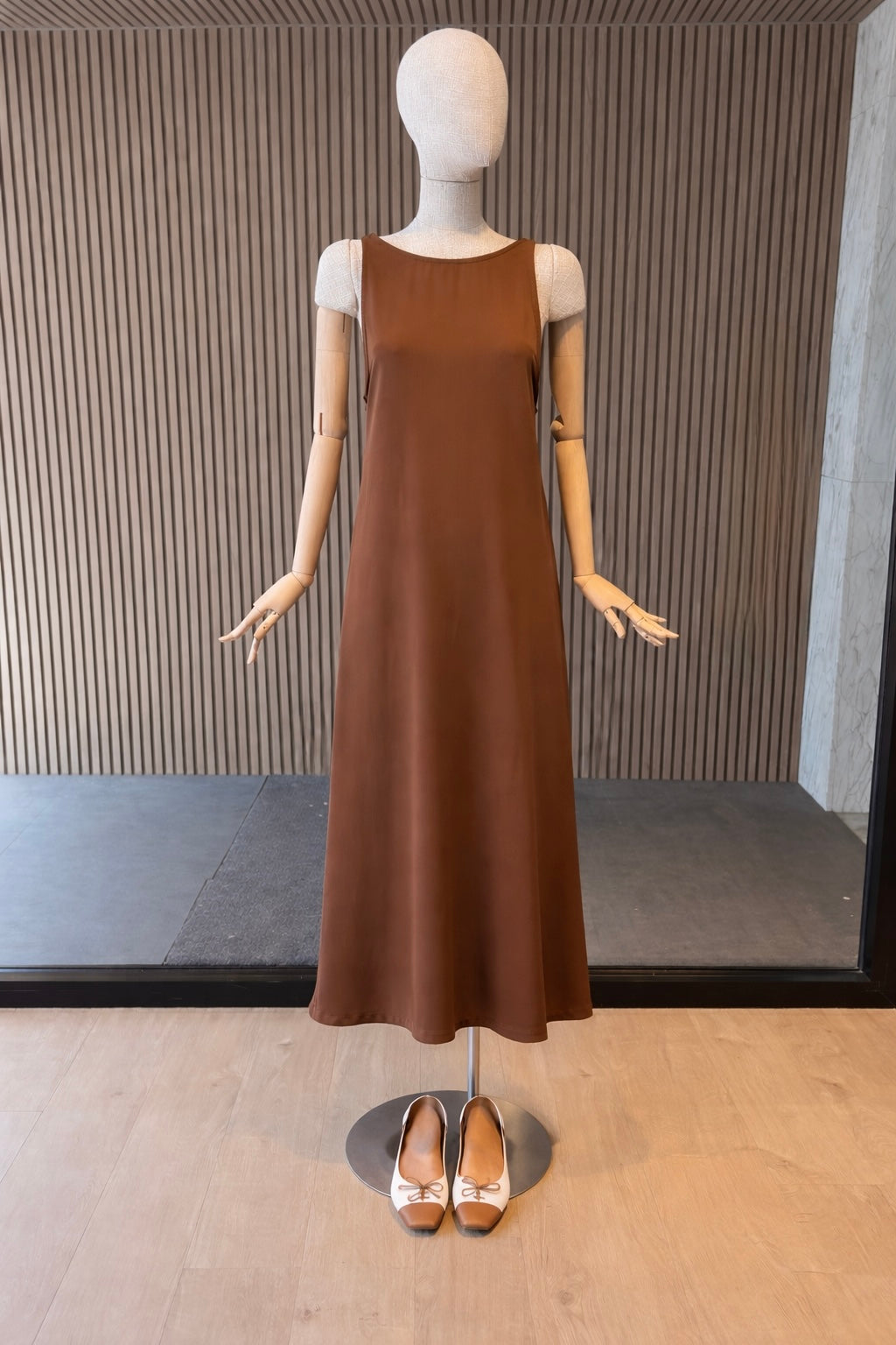 Brown Sleeveless Maxi Dress