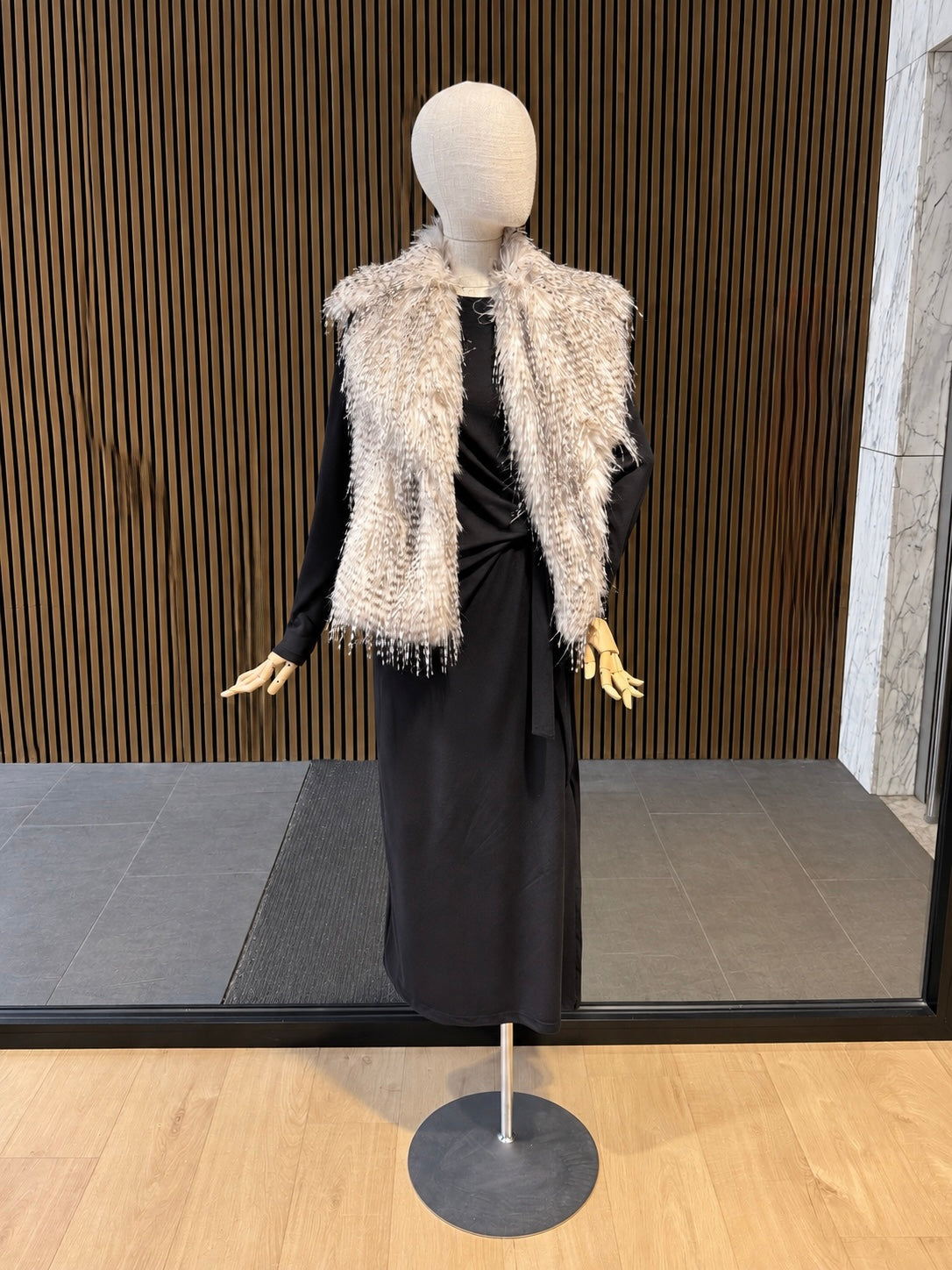 Ivory Speckled Faux Fur Vest - Women's Sleeveless Winter Gilet