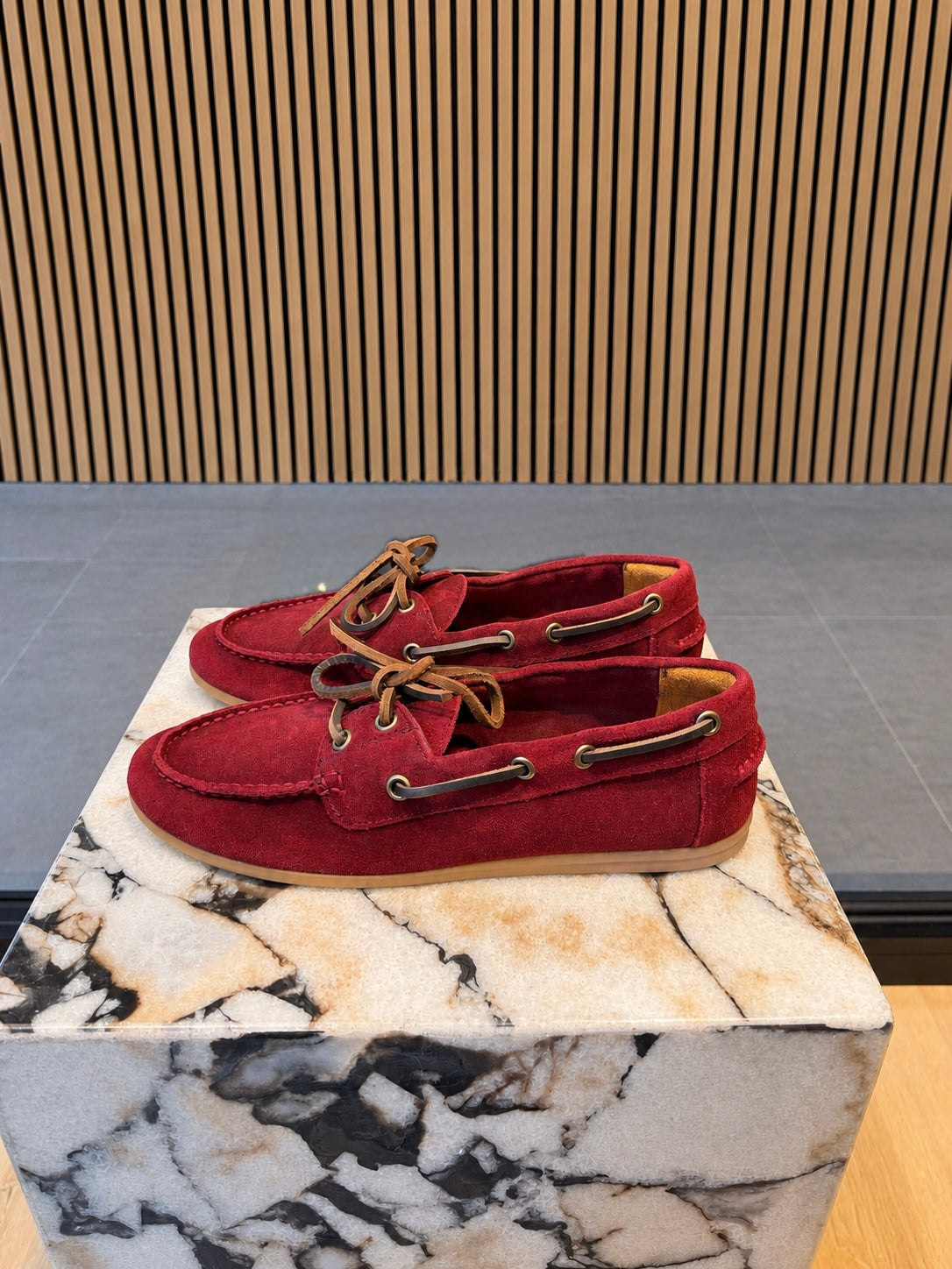 Women's Burgundy Suede Leather Shoes With Leather Laces