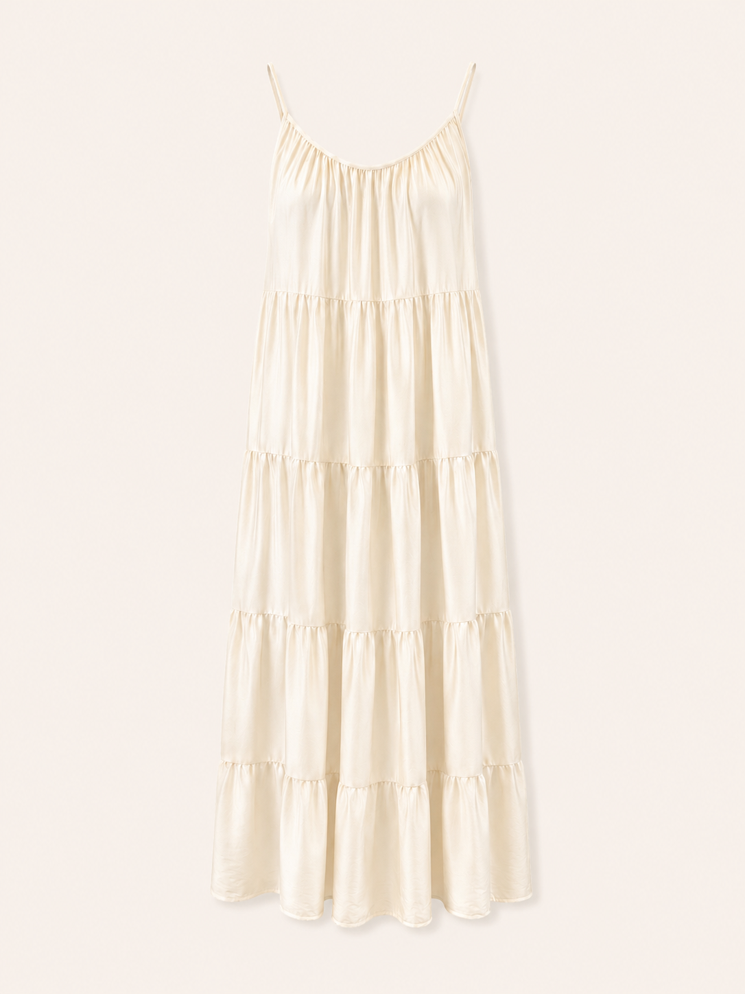 Women's Ivory Tiered Spaghetti Strap Maxi Dress