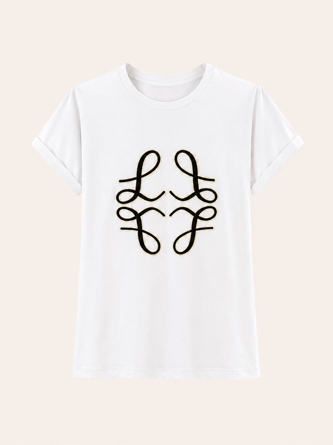 T-shirt blanc de luxe avec logo – T-shirt ras du cou en coton de qualité supérieure pour femme