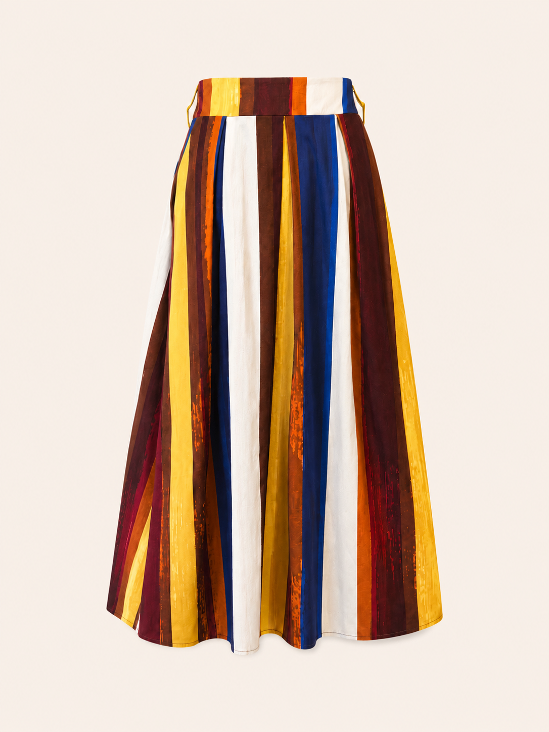 Jupe longue évasée Sunset Stripe - Jupe en coton multicolore coupe évasée