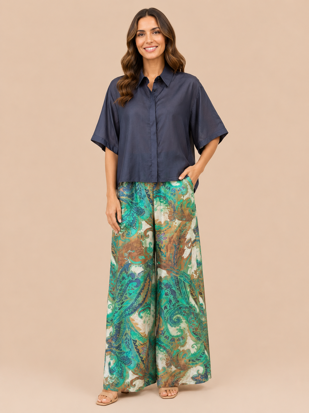 Navy Sheer Oversized Shirt - Lightweight Relaxed Fit Women's Blouse