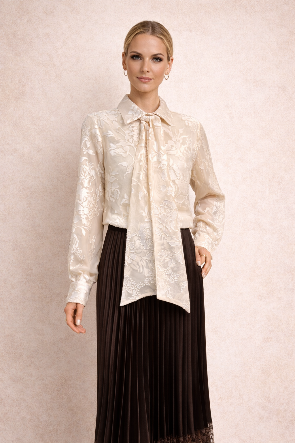 Beige shirt with floral details