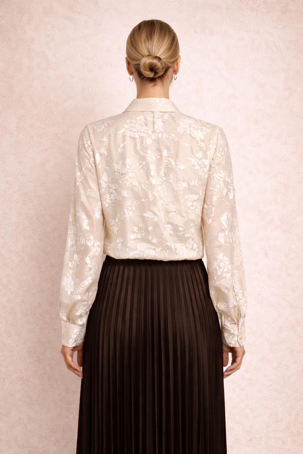Beige shirt with floral details