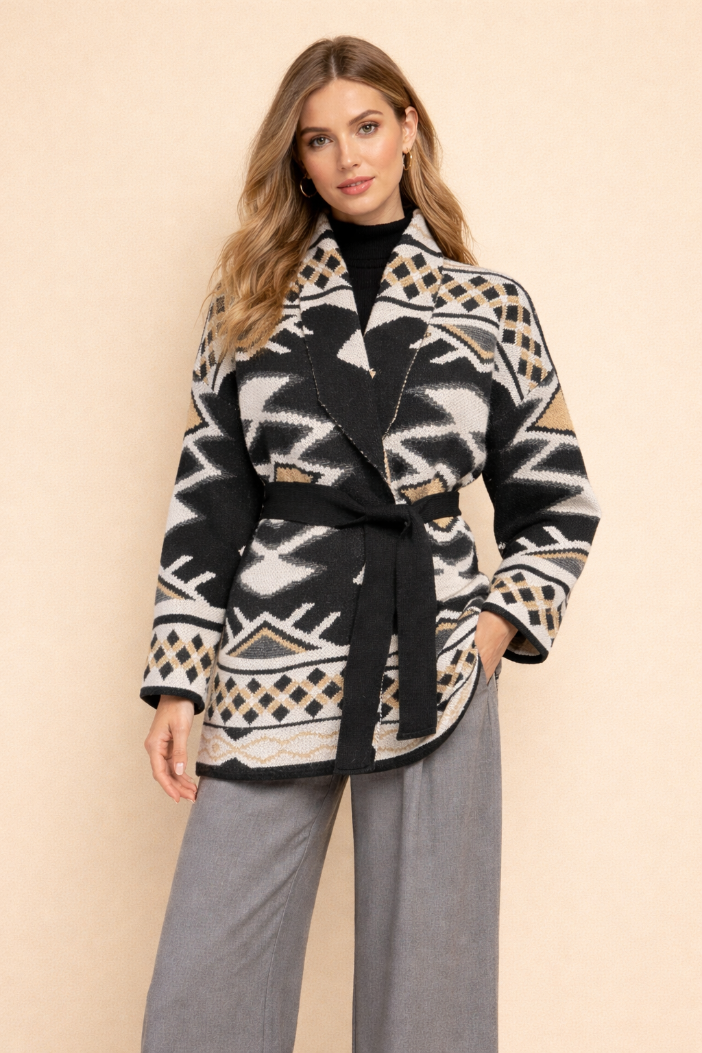 Relaxed fit printed cardigan