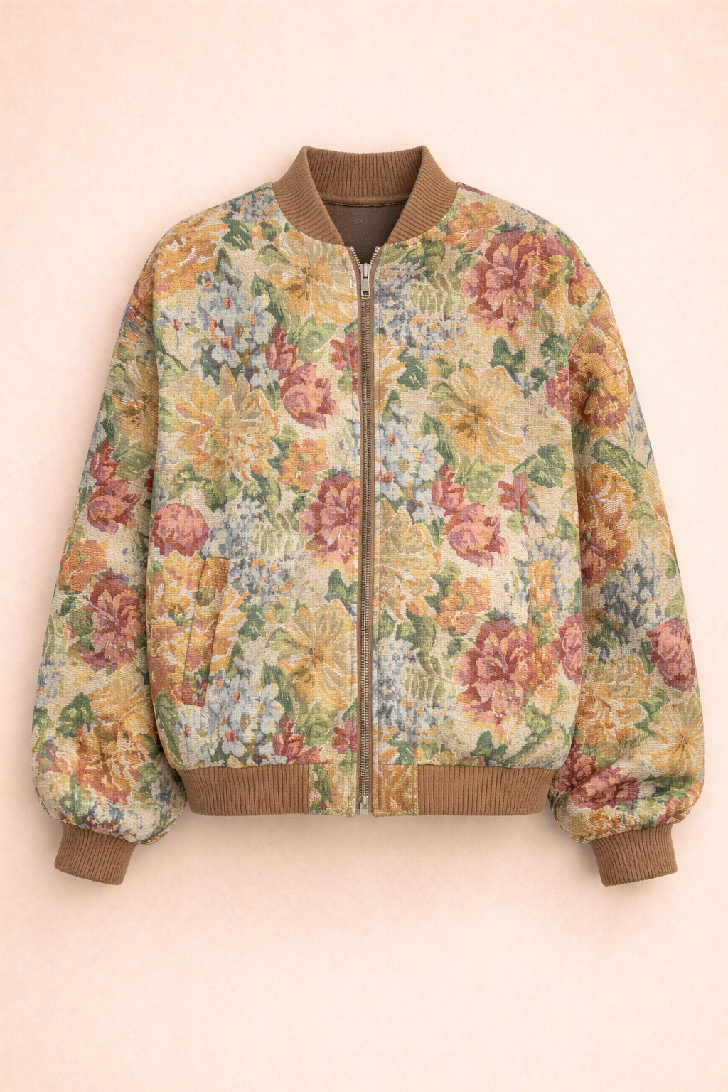 relaxed fit floral bomber jacket