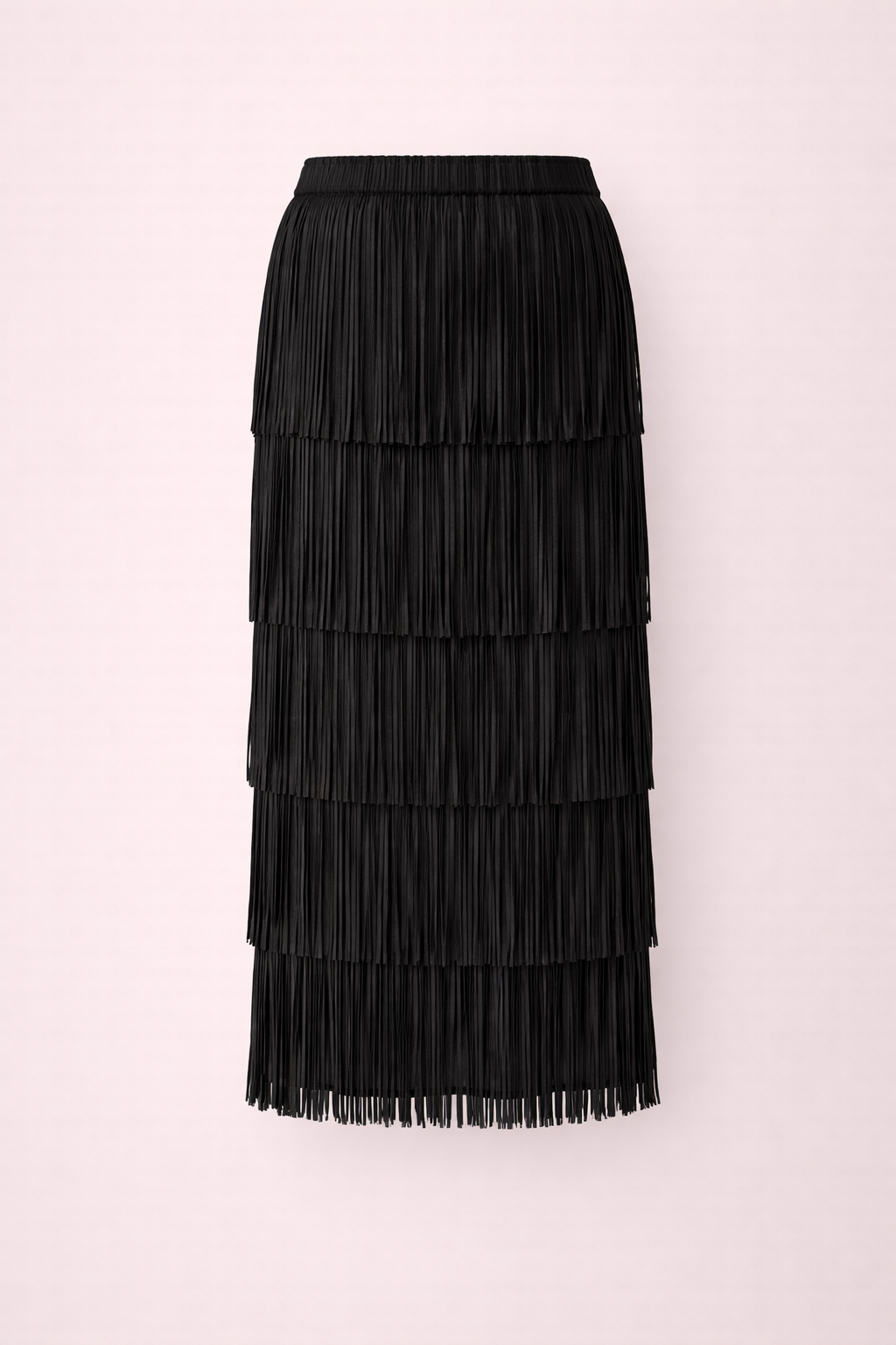 Long black skirt with fringes