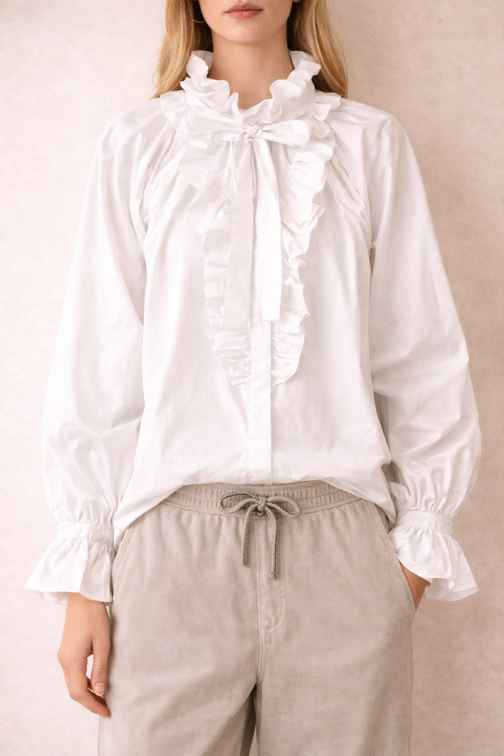 White shirt with ruffles