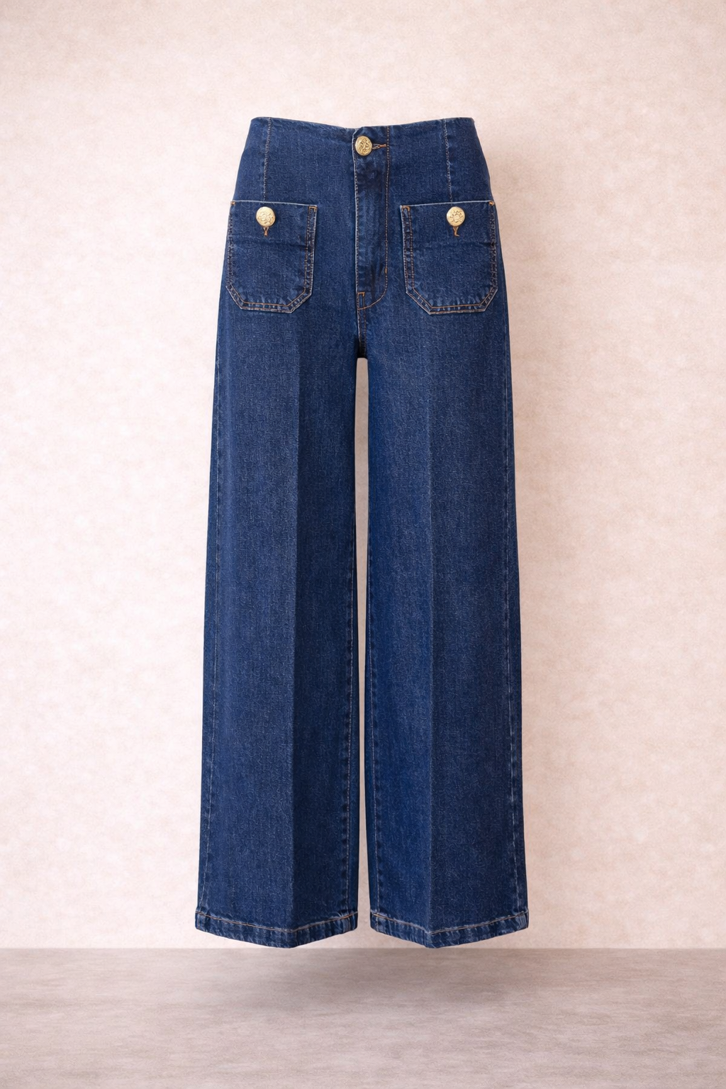 Jeans with gold buttons