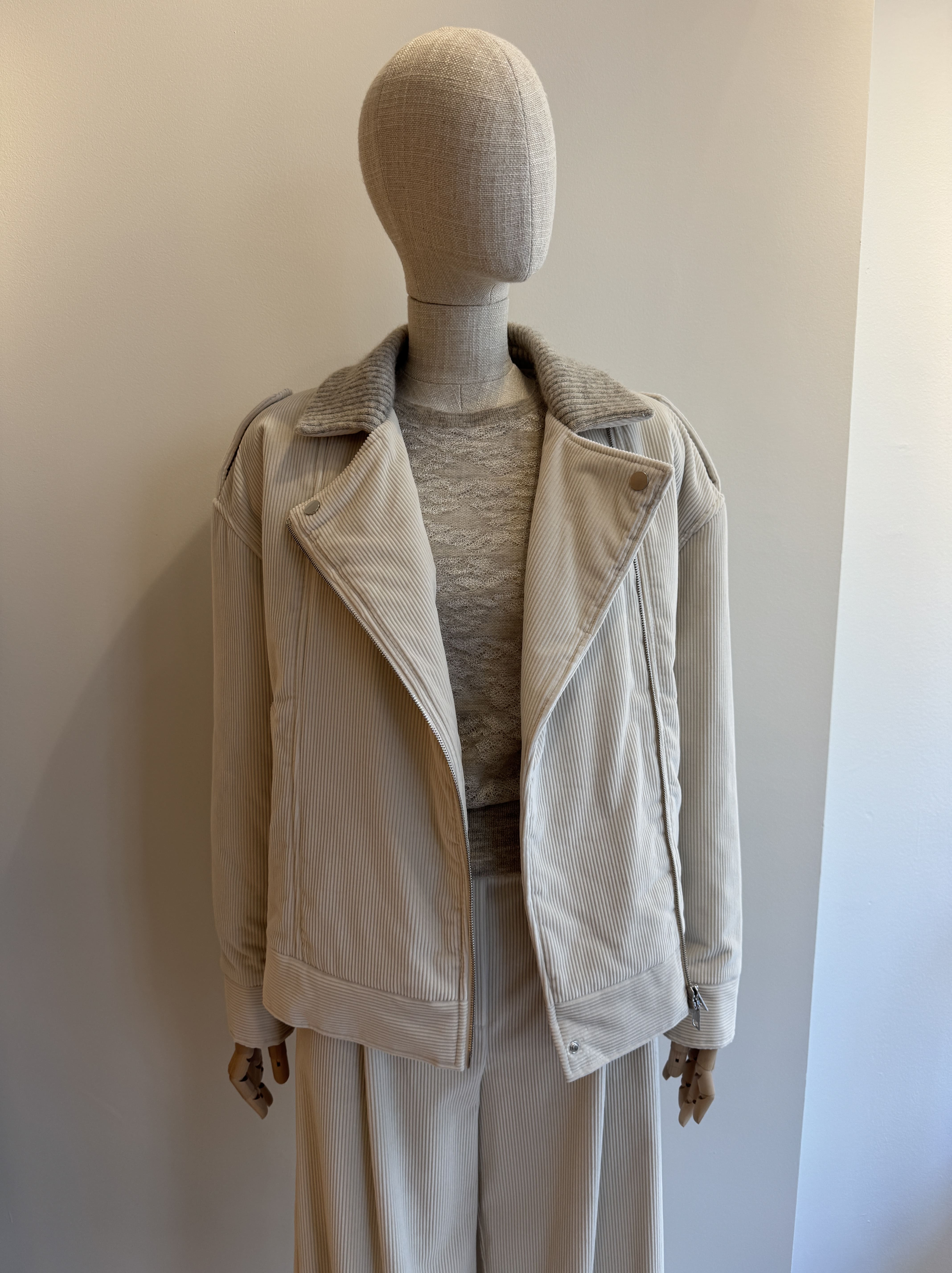 Relaxed fit cream corduroy outerwear jacket