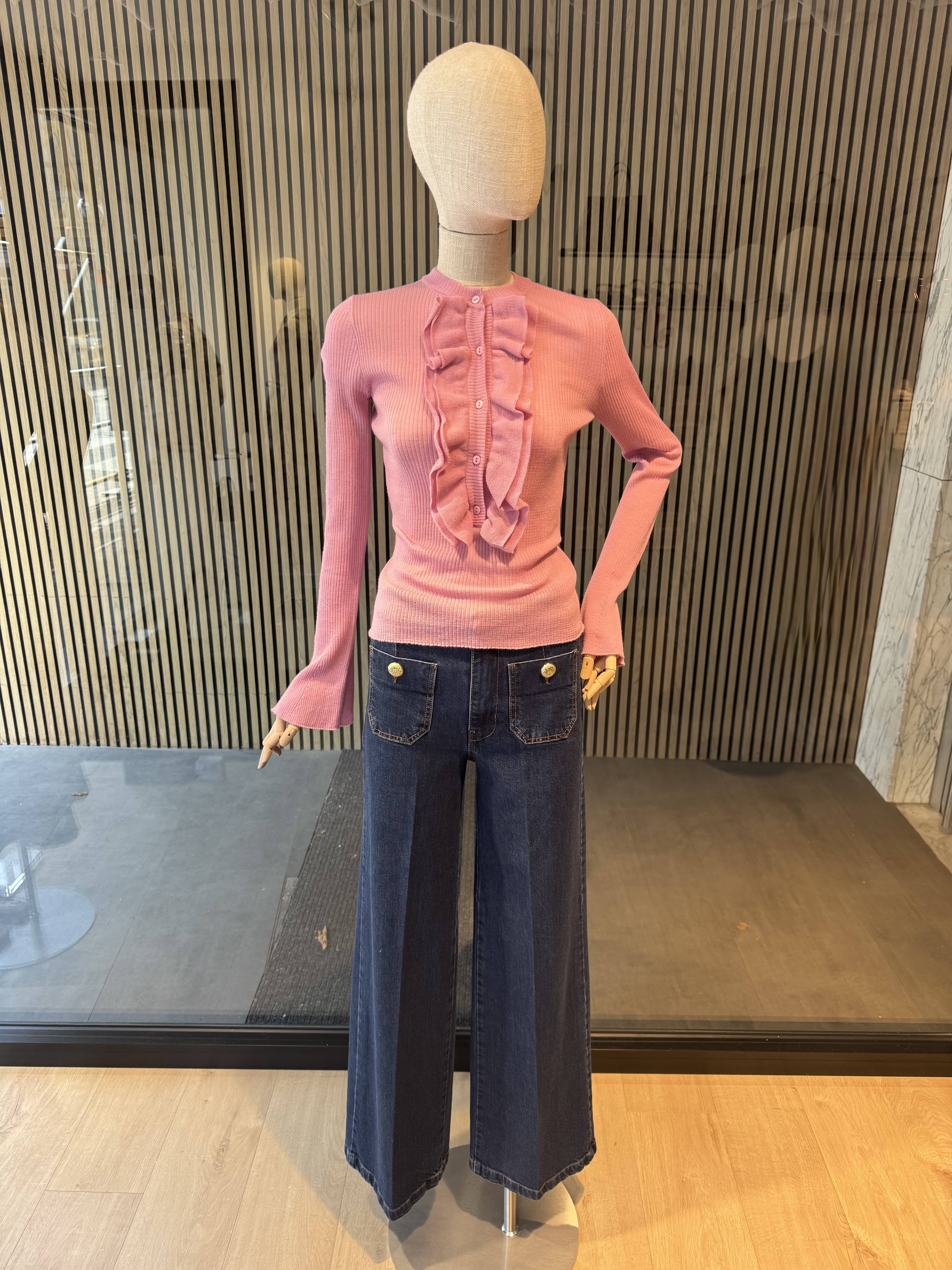 Ruffle ribbed knit top