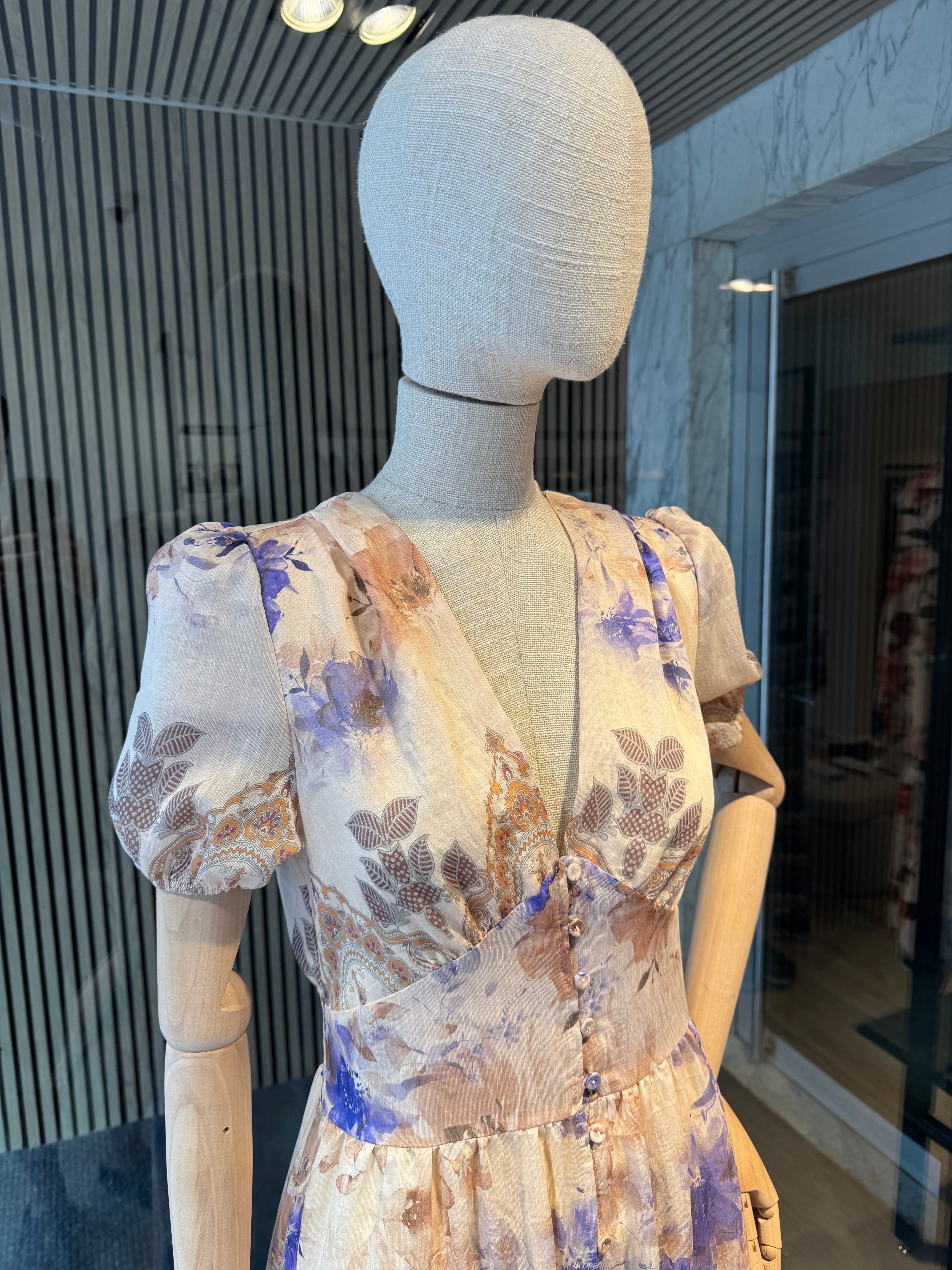 Cream purple floral dress