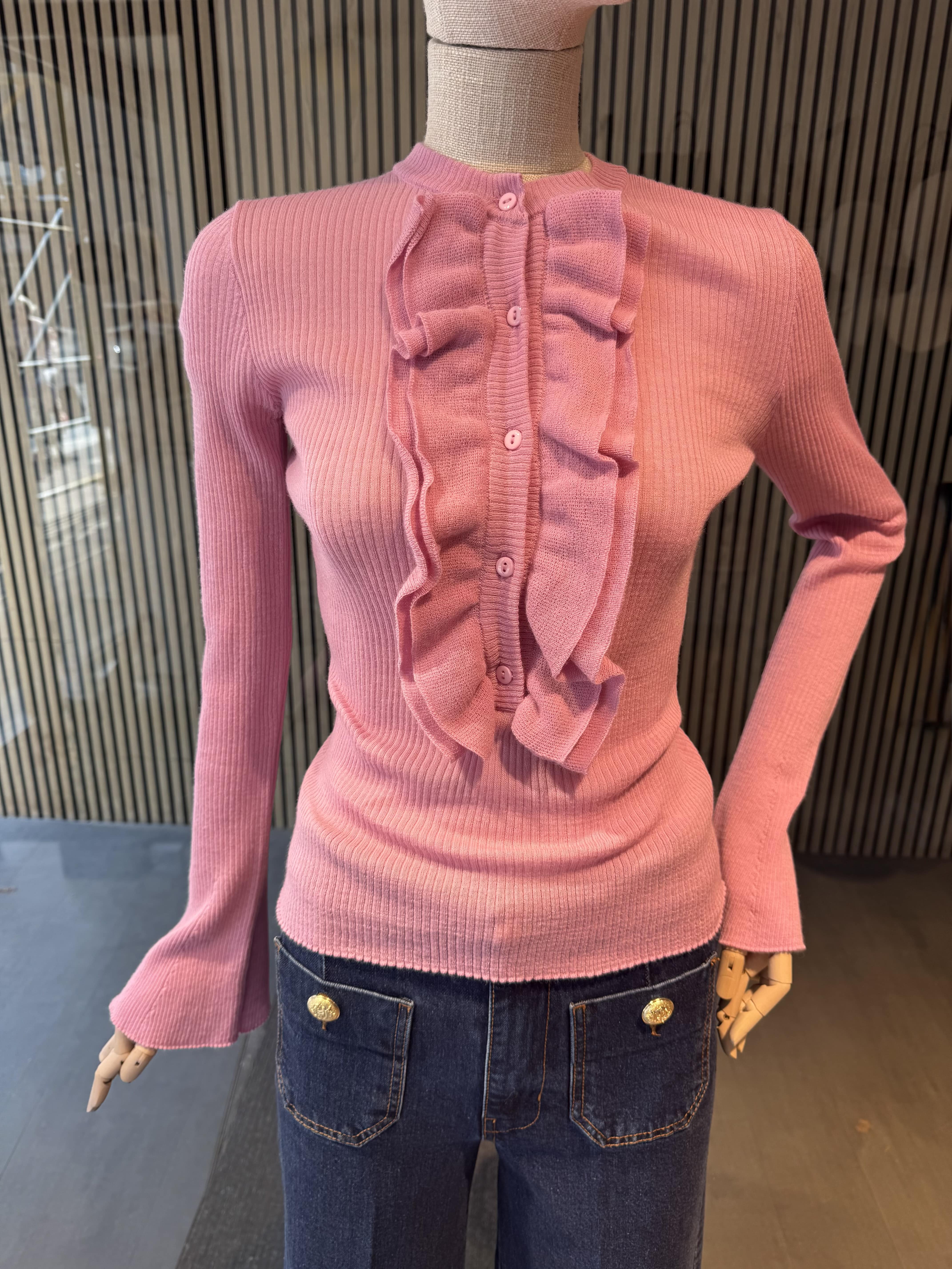 Ruffle ribbed knit top