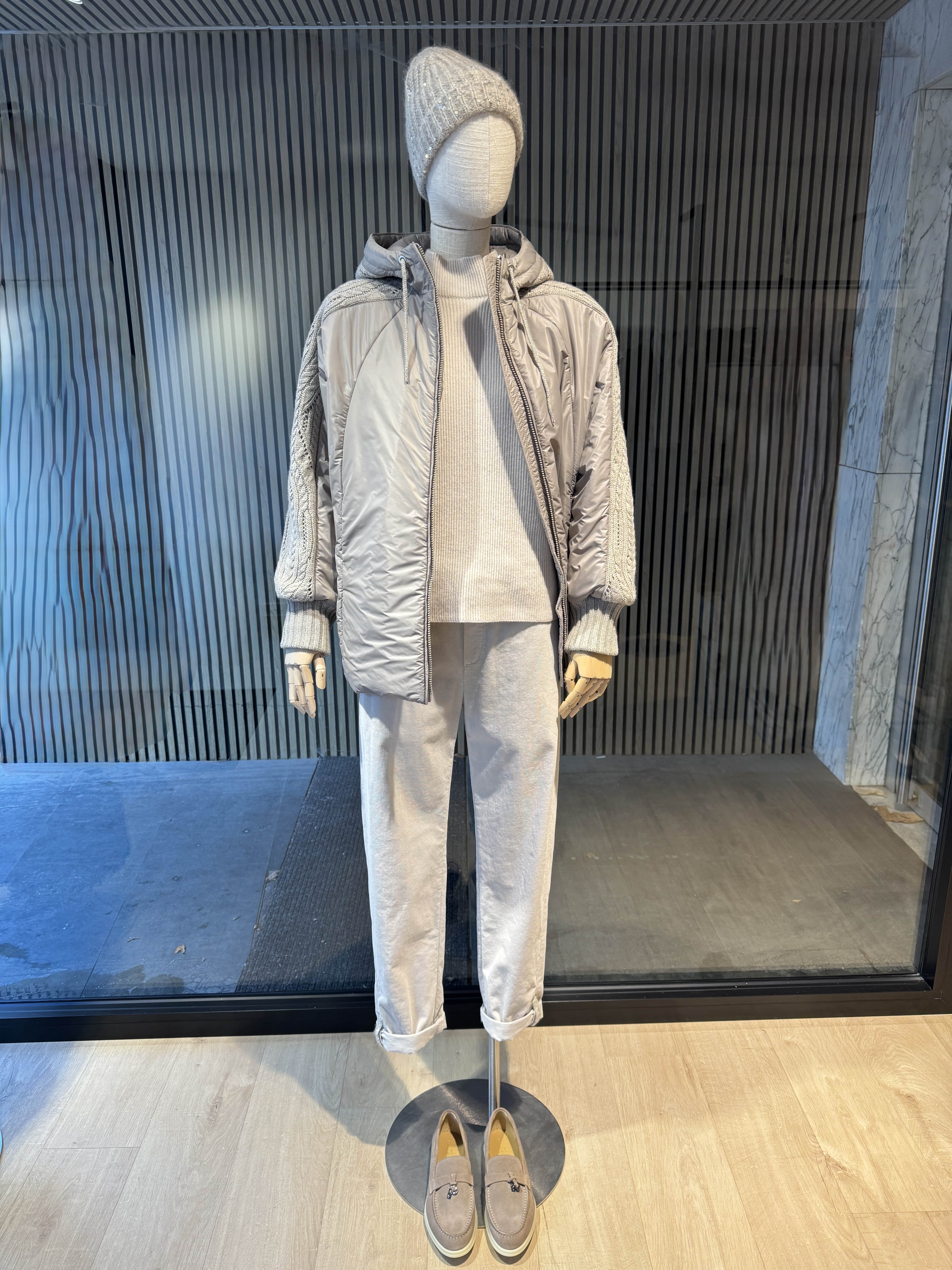 Relaxed fit padded jacket with knit details