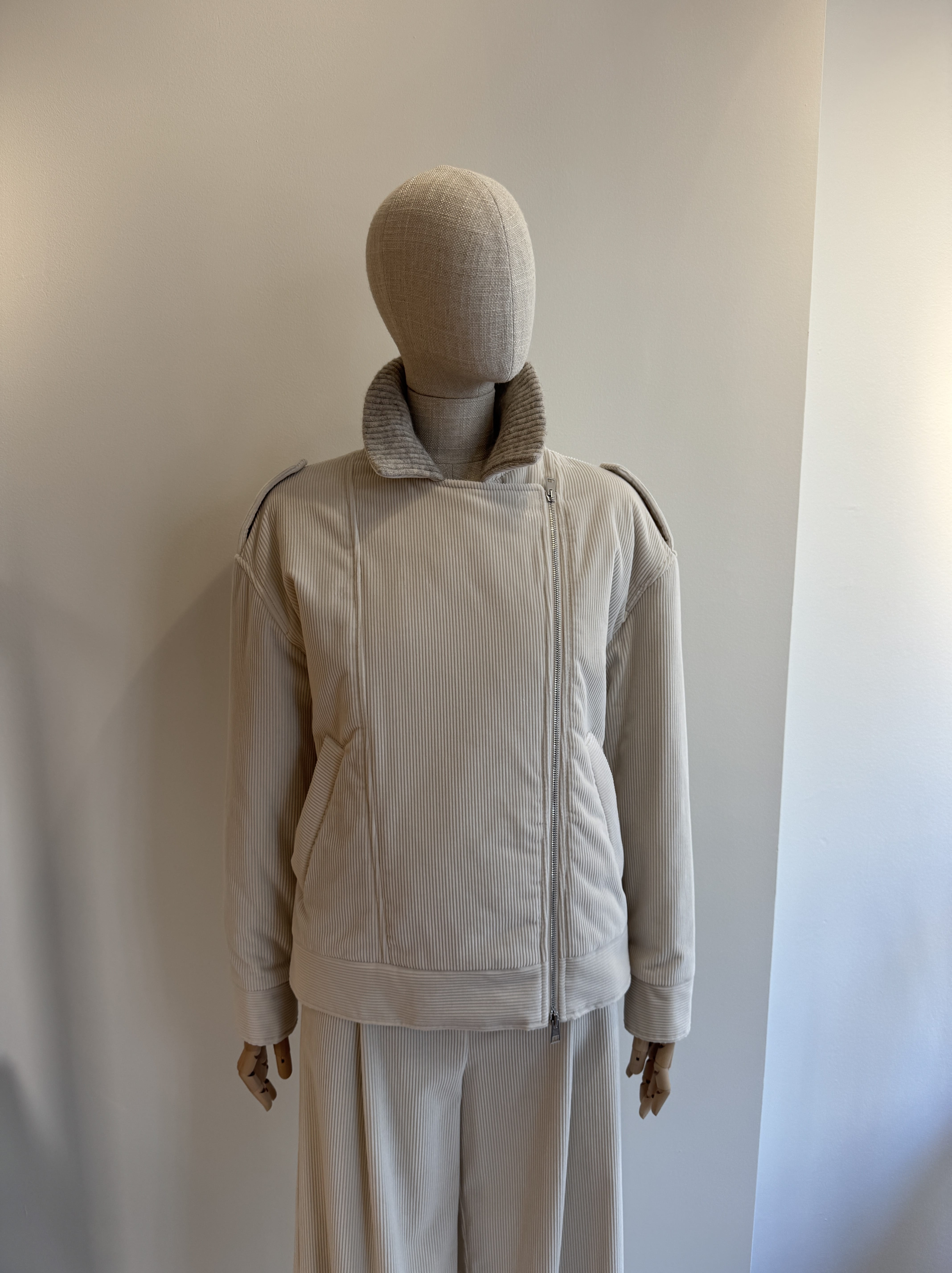 Relaxed fit cream corduroy outerwear jacket