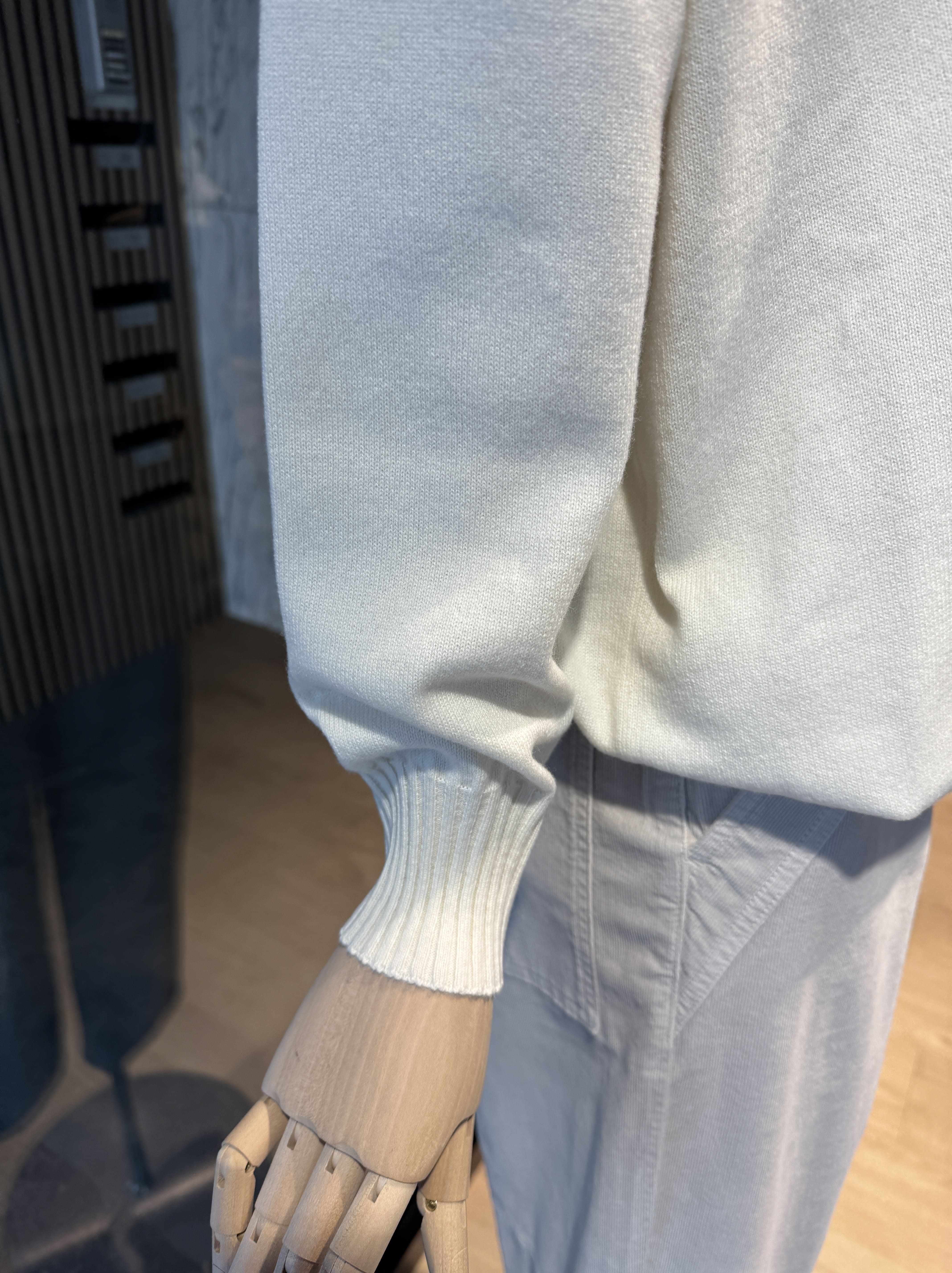 High neck relaxed fit cream knitwear