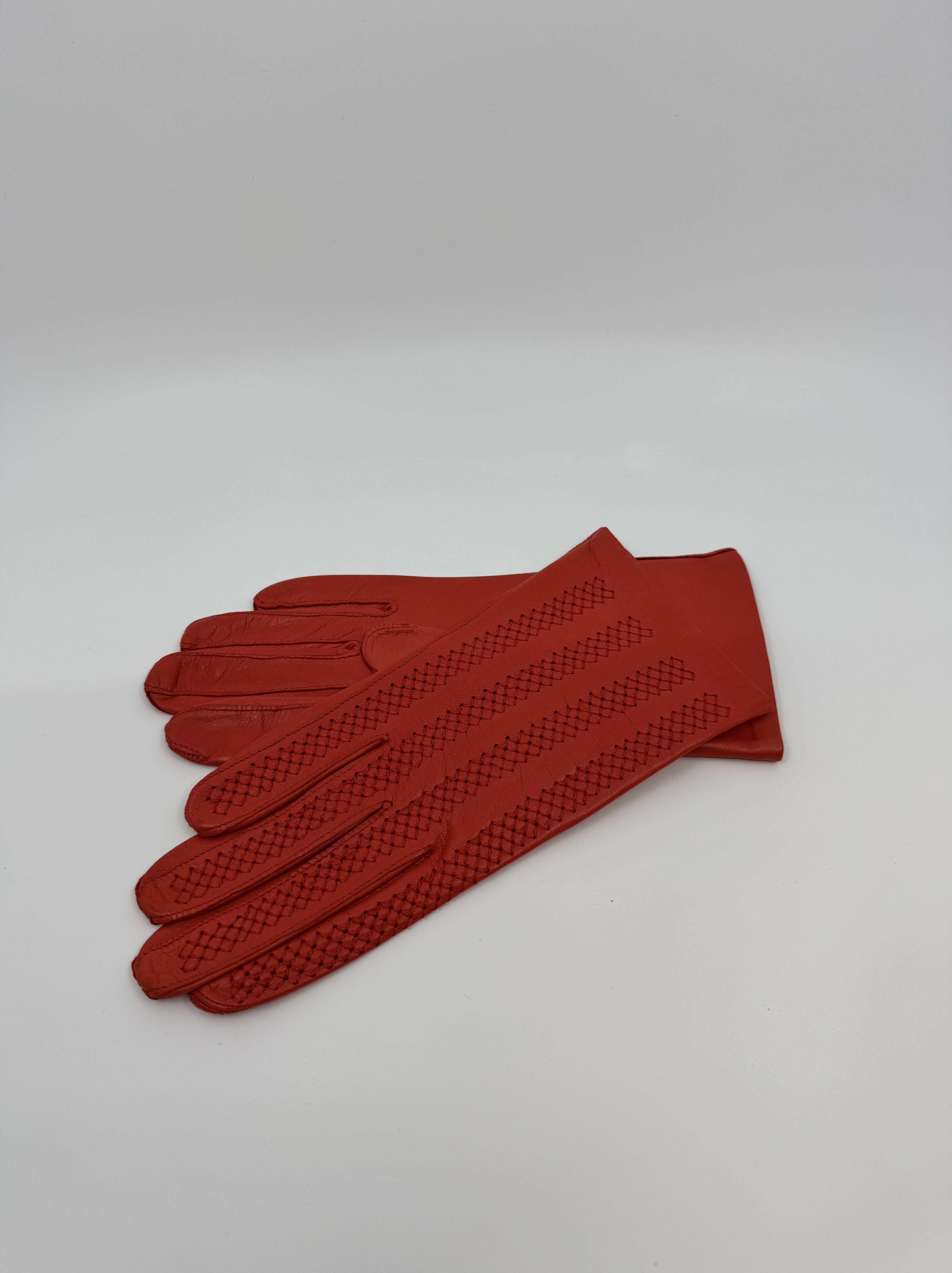 Vernazza women's orange leather gloves