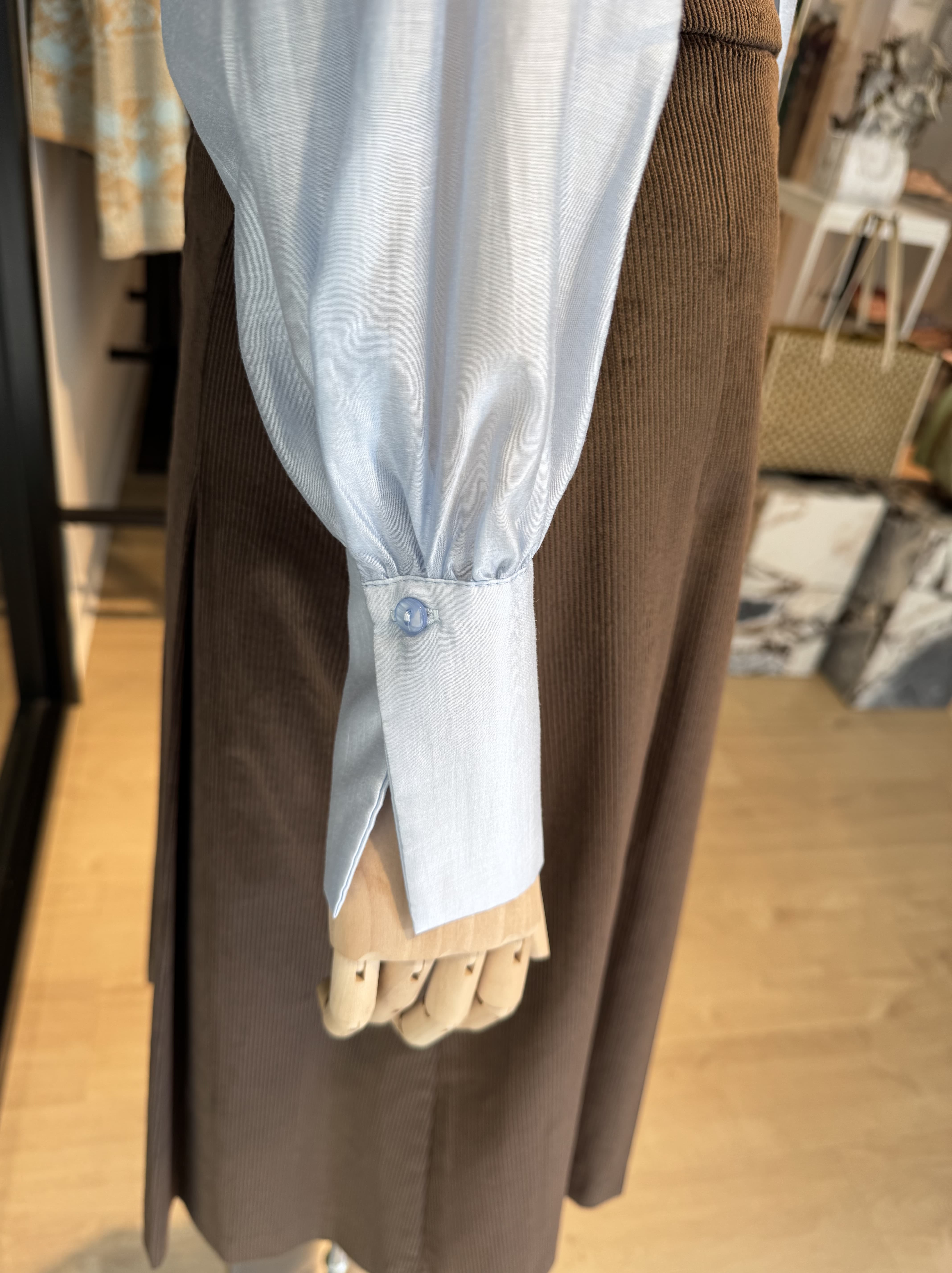 Light blue bow blouse