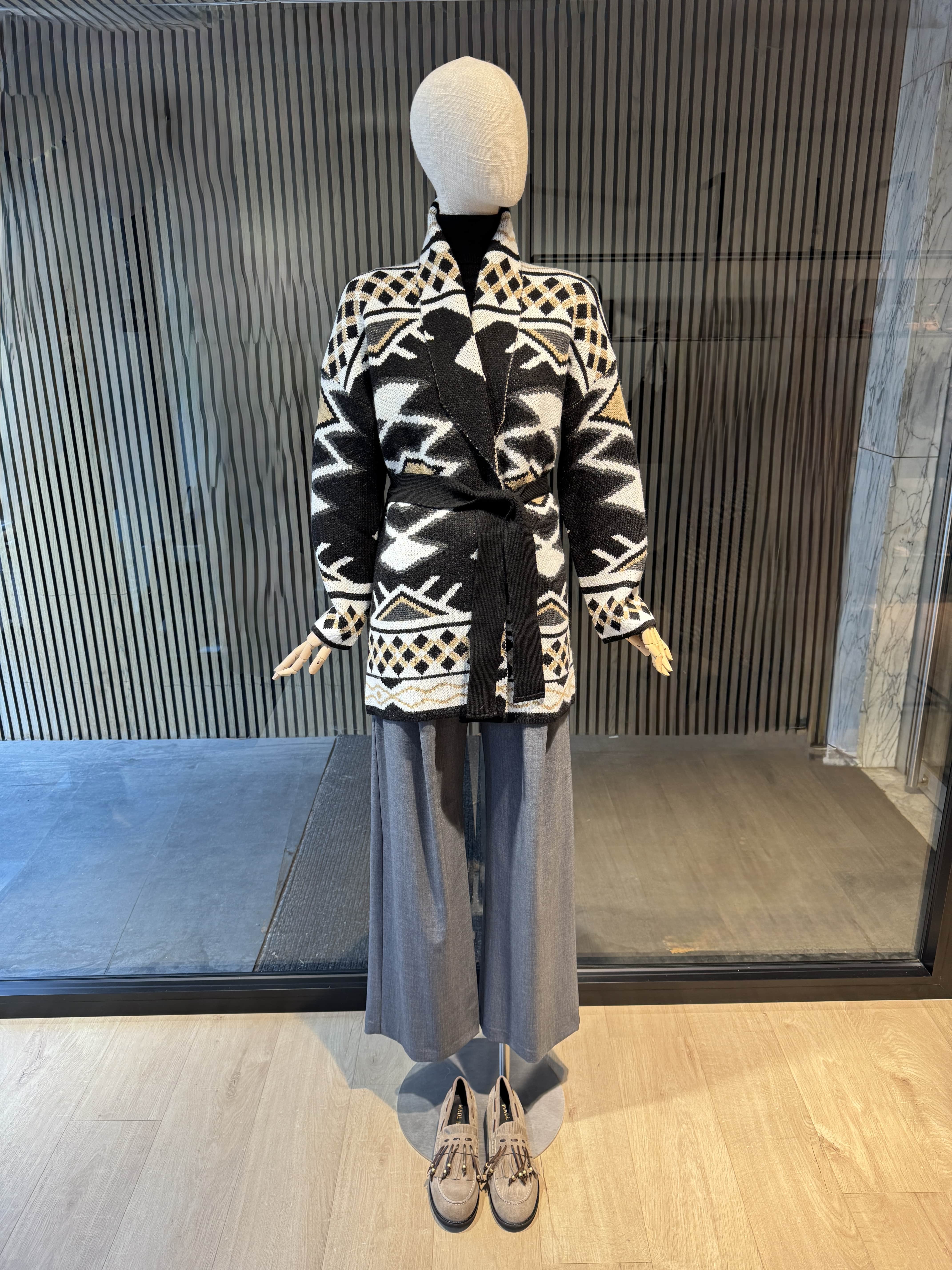 Relaxed fit printed cardigan